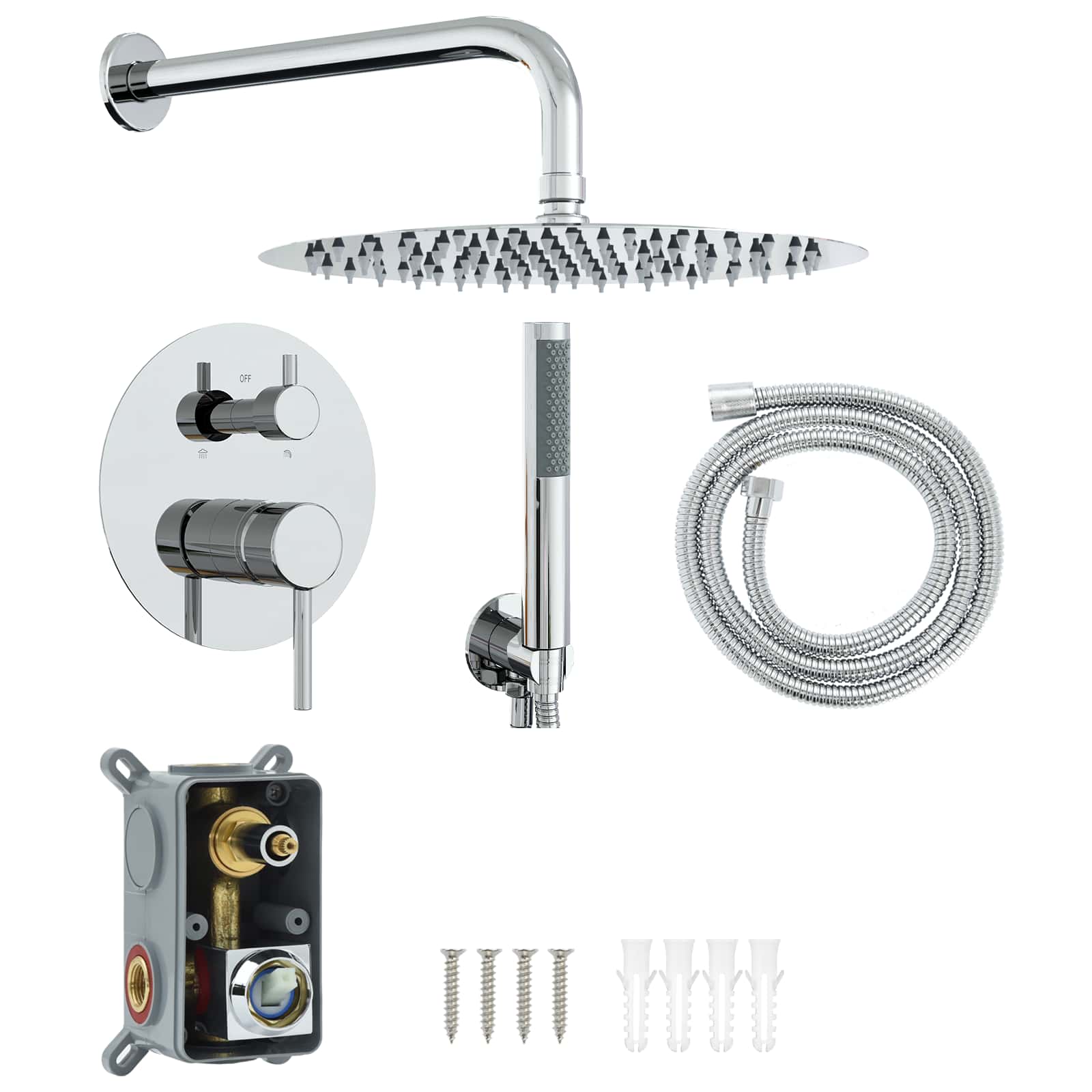 Verdecktes Duschsystem (Rund) Silber Edelstahl 201
