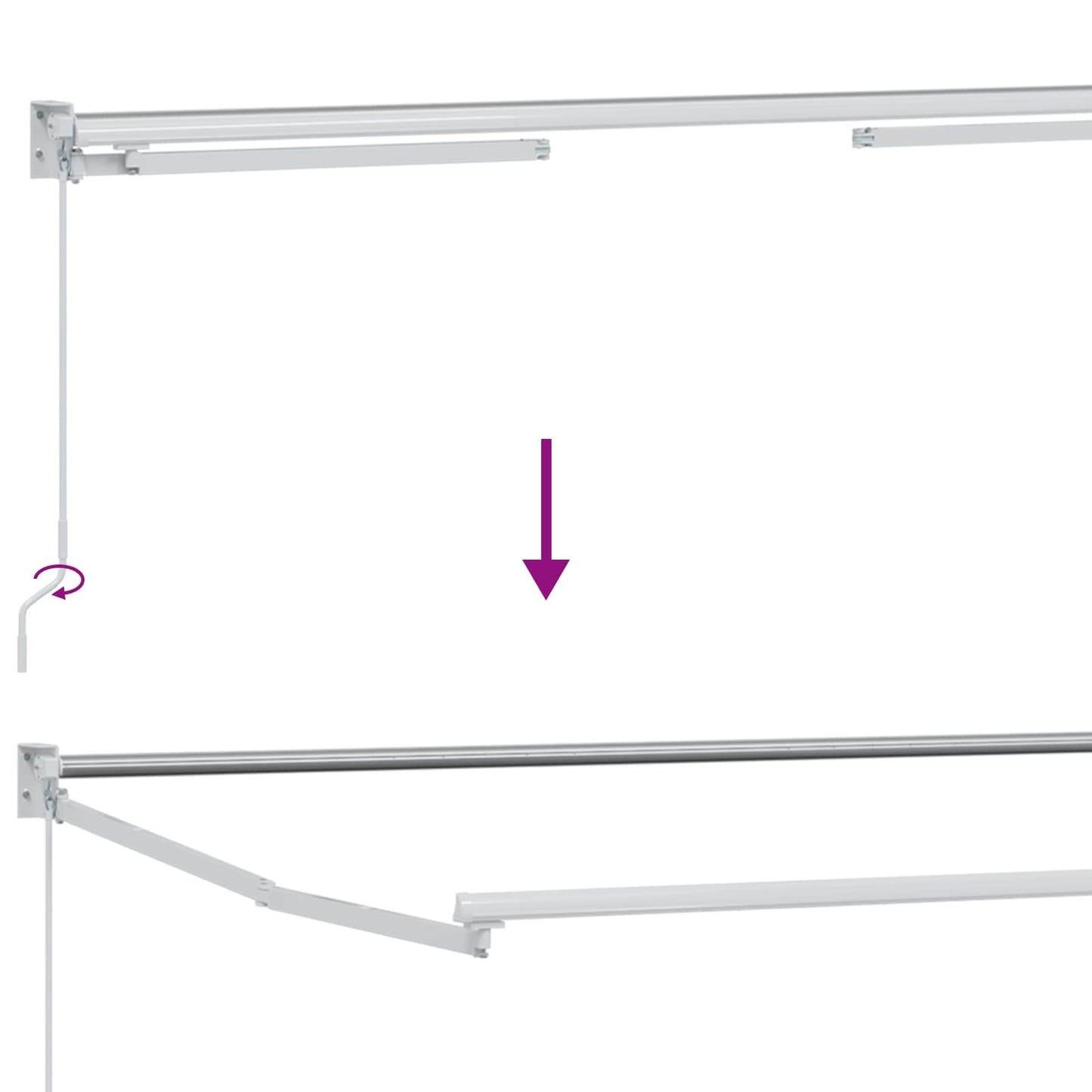 Manueller ausziehbarer Sonnenschirmrahmen Weiß 3 x 2 m