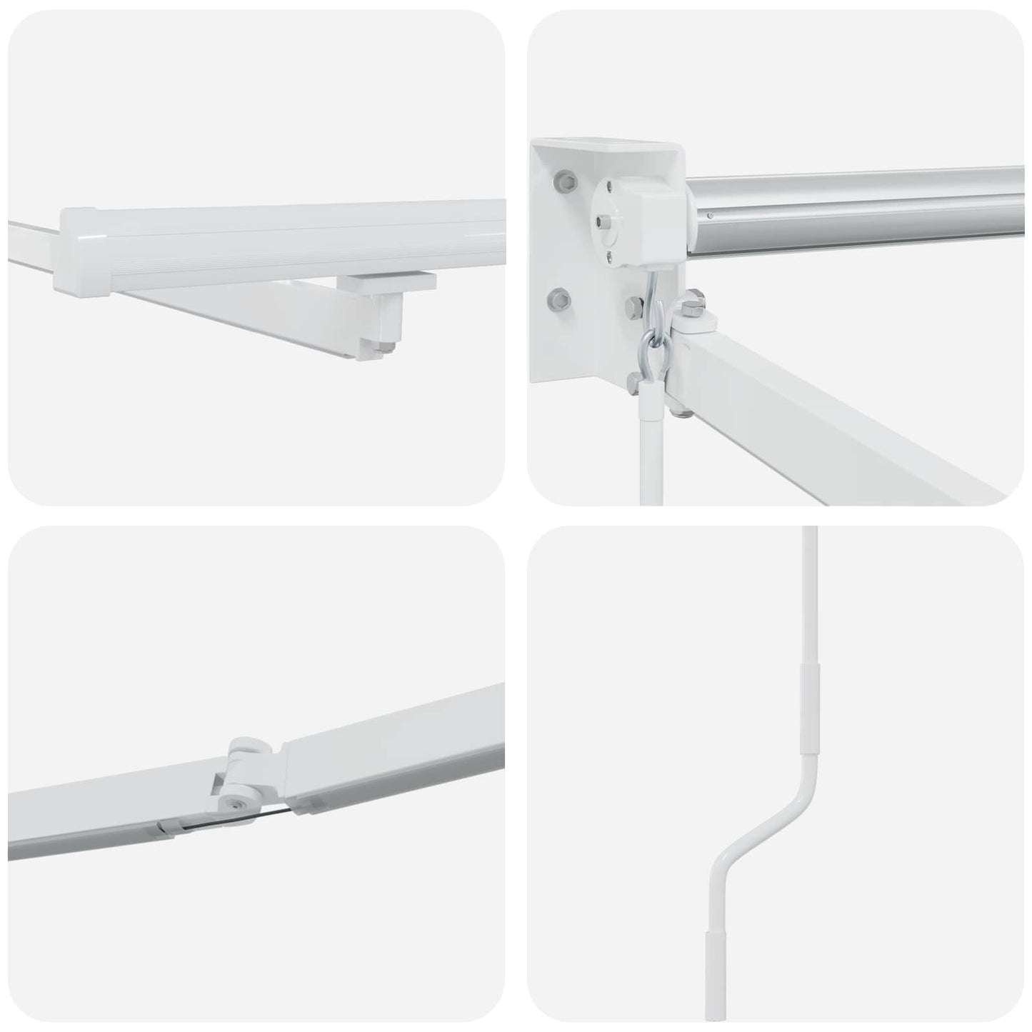 Electric Retractable Awning Frame Weiß 3 x 2,5 m Aluminium