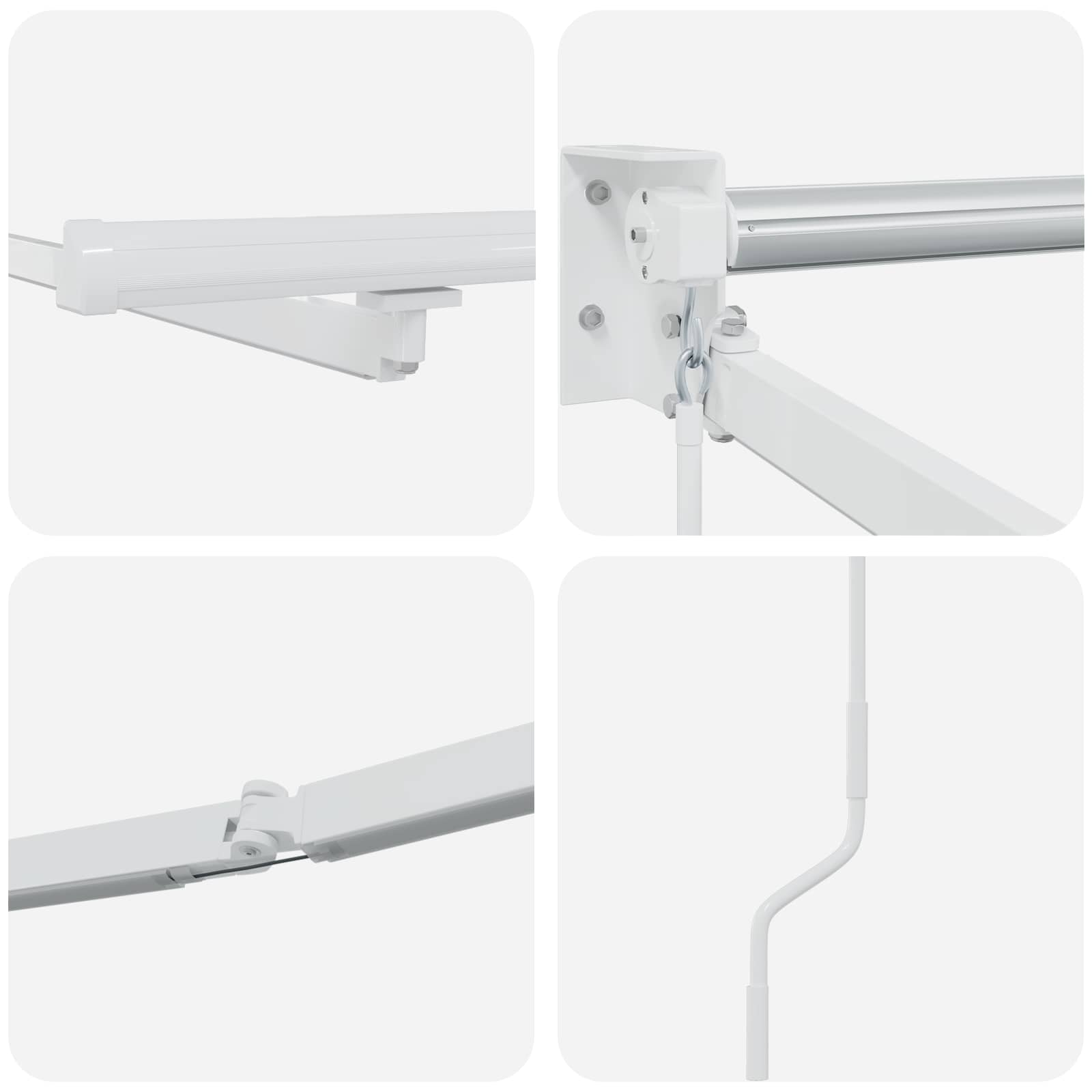 Electric Retractable Awning Frame Weiß 3 x 2,5 m Aluminium
