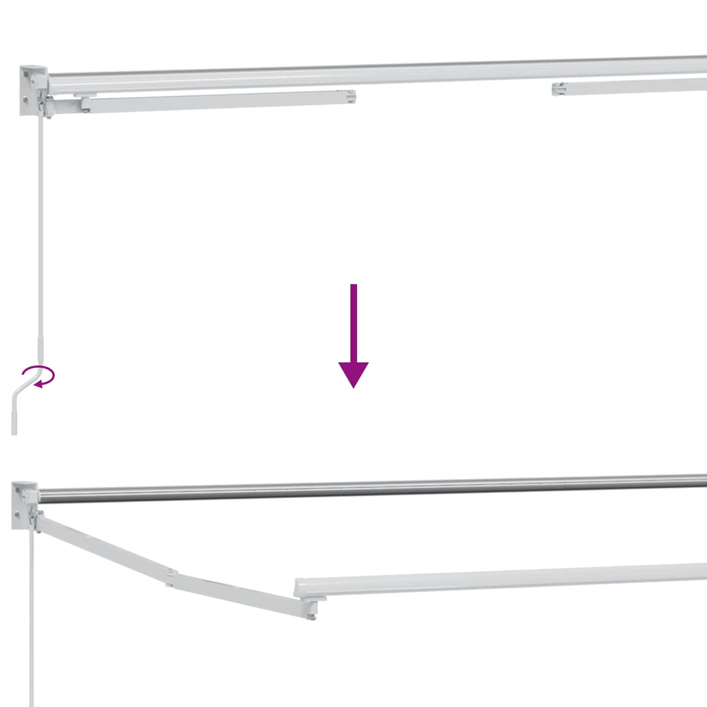 Electric Retractable Awning Frame Weiß 3 x 2,5 m Aluminium