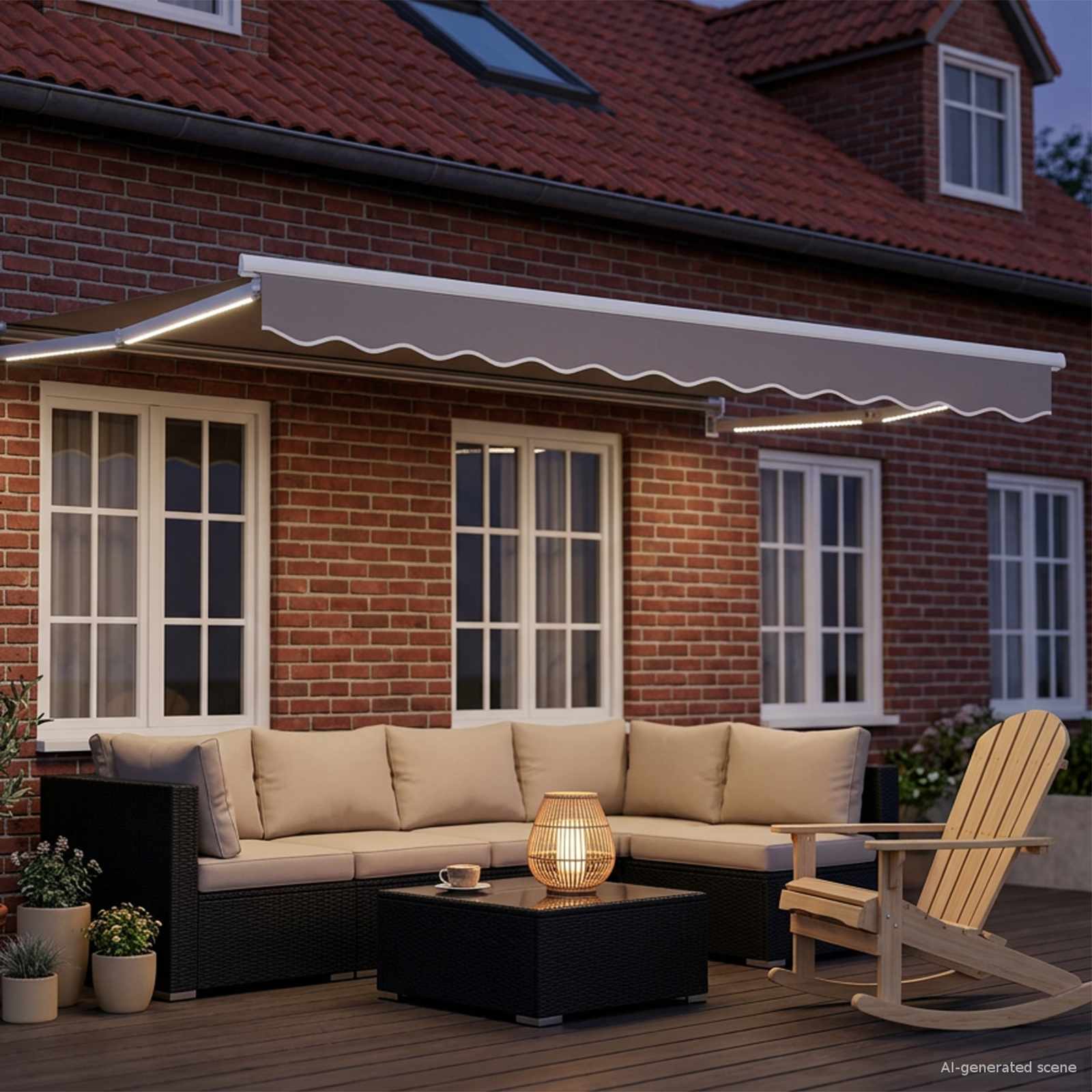 Electric Retractable Awning Frame Weiß 3,5 x 2,5 m Aluminium