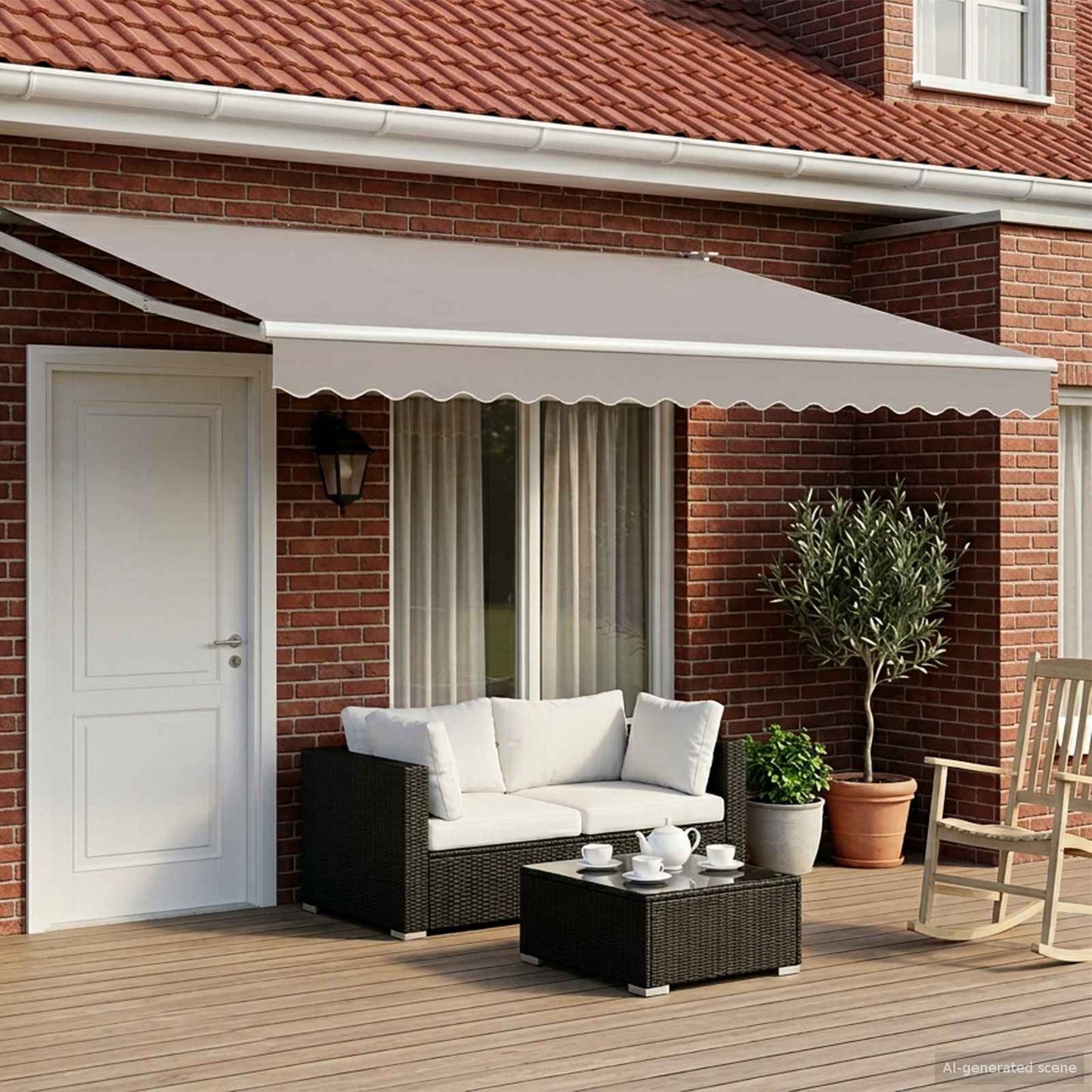 Electric Retractable Awning Frame Weiß 4 x 3 m Aluminium