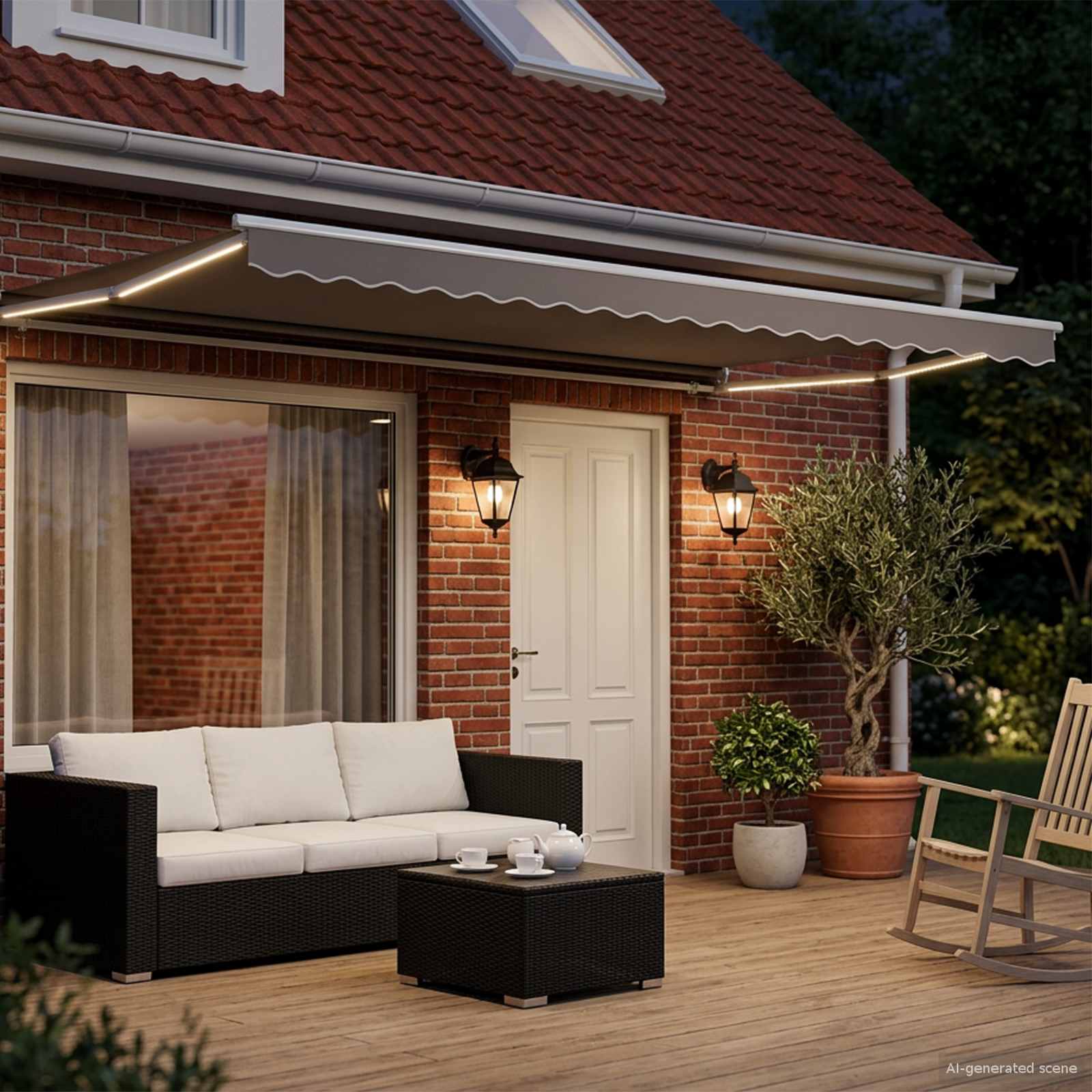 Electric Retractable Awning Frame Weiß 4 x 3 m Aluminium