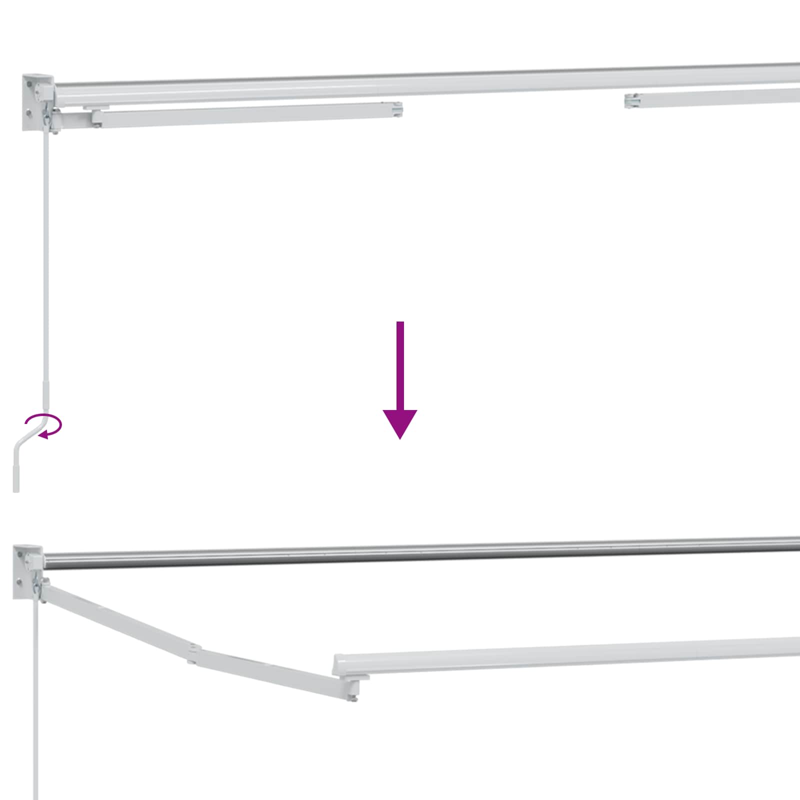 Electric Retractable Awning Frame Weiß 4,5 × 3 m Aluminium