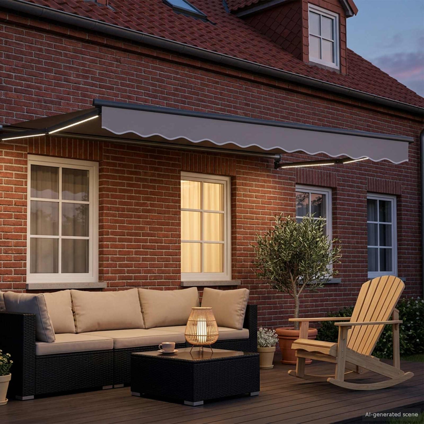 Electric Retractable Awning Frame Anthrazit 3 x 2 m Aluminium