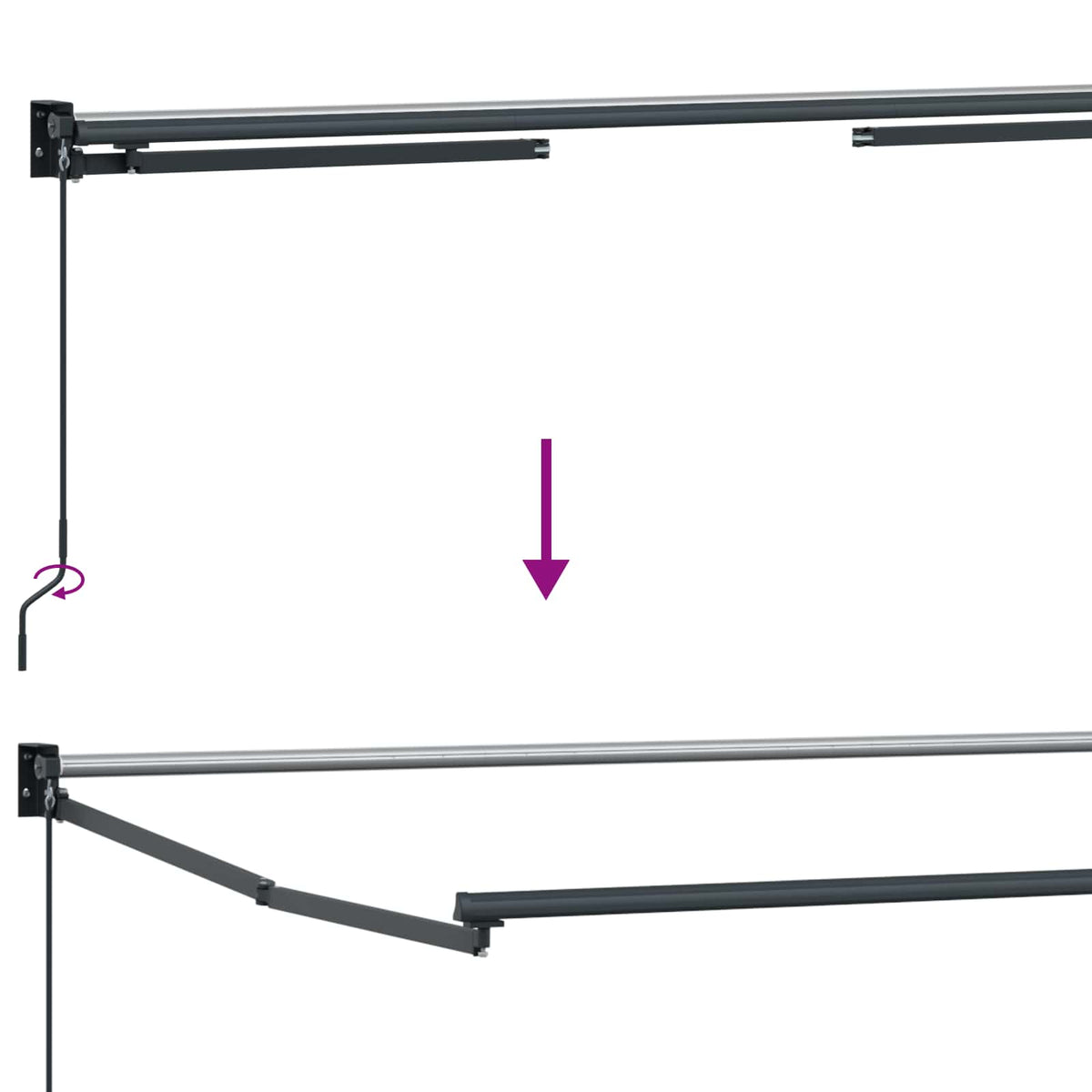 Manual Awning Frame with Solar LED 3 x 2,5 m Anthrazit