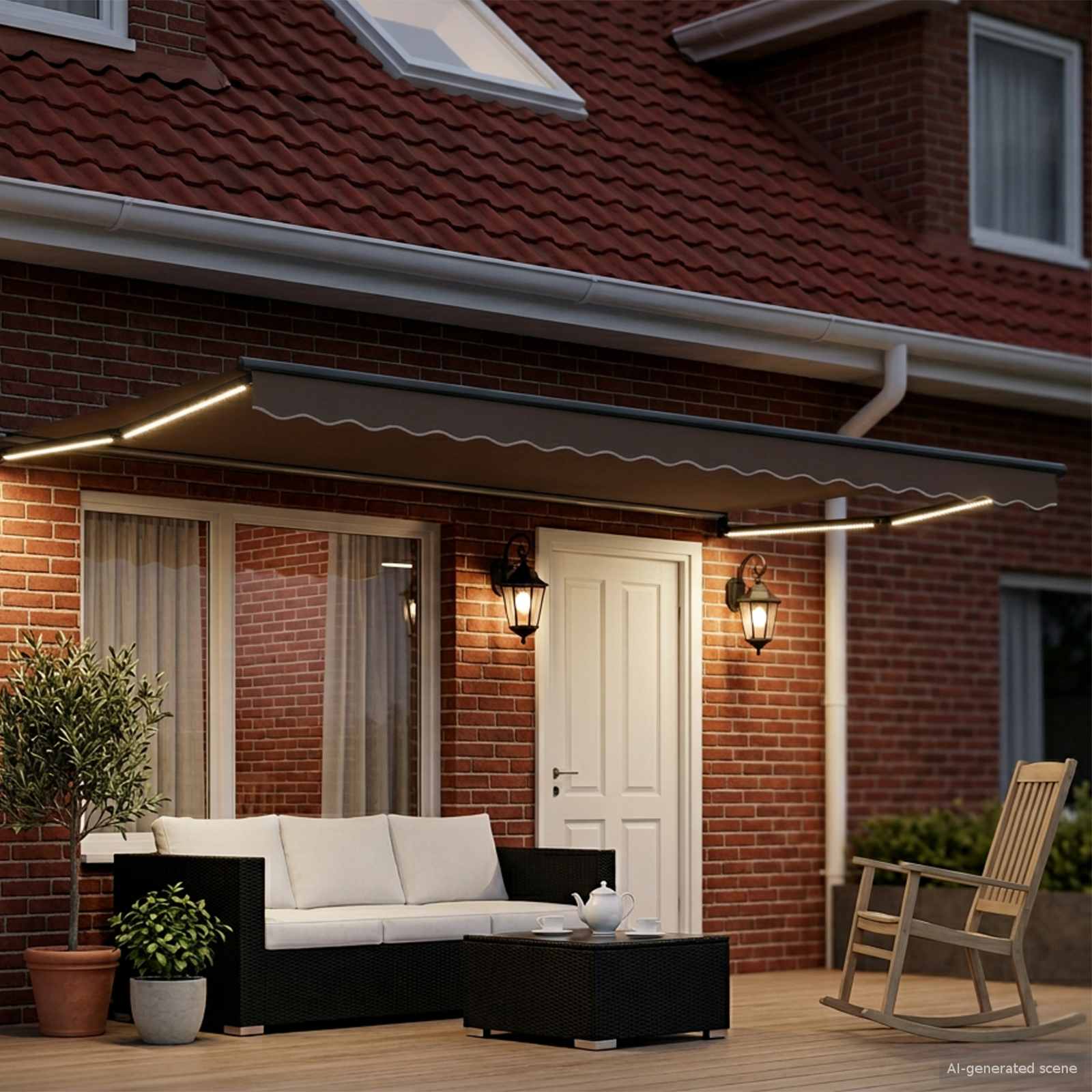 Electric Retractable Awning Frame Anthrazit 4 x 3 m Aluminium