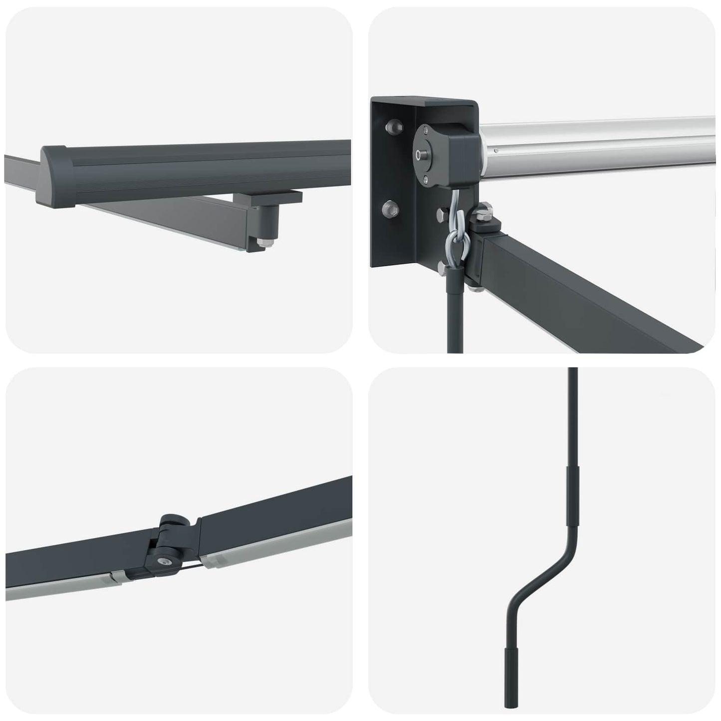 Electric Retractable Awning Frame Anthrazit 4,5 × 3 m Aluminium