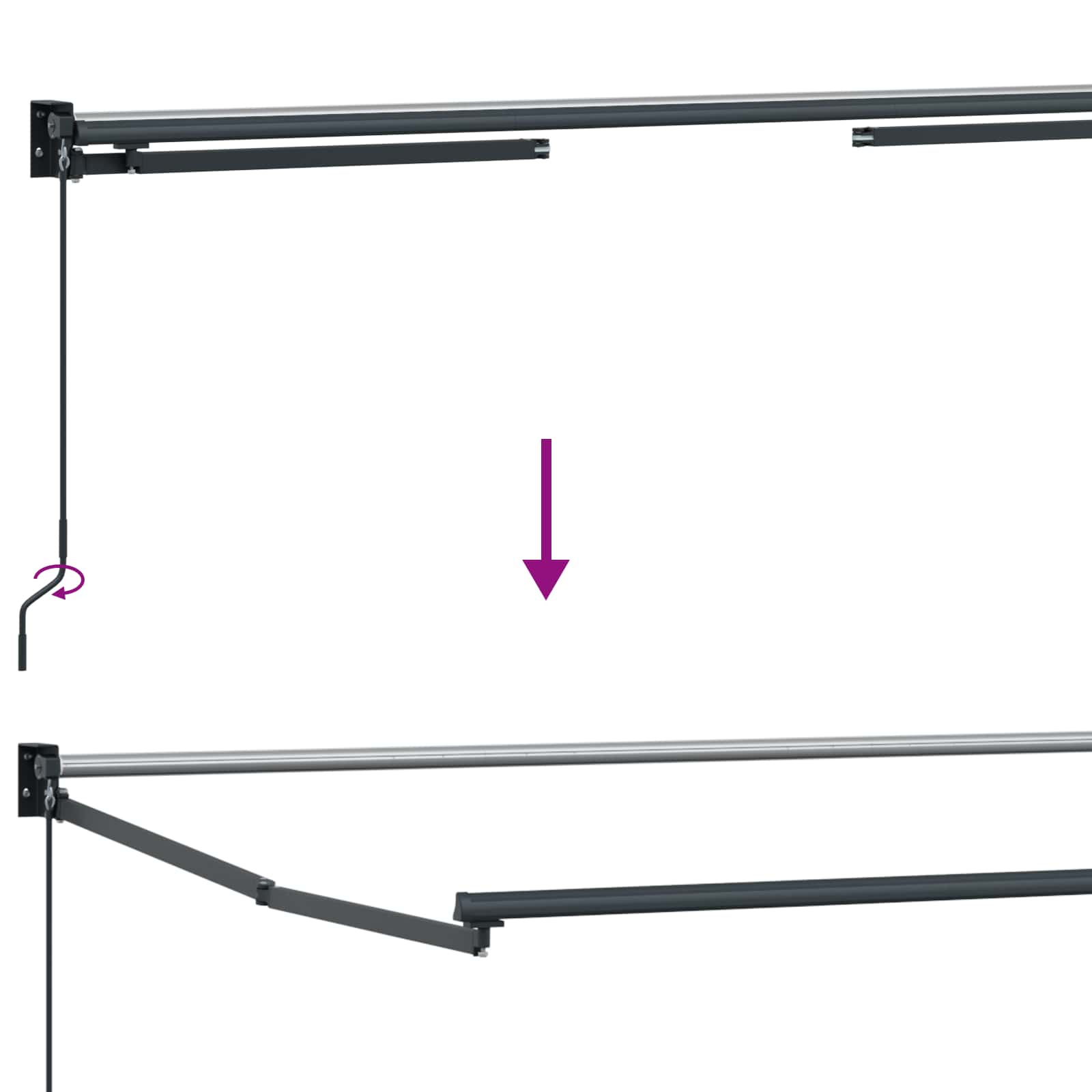 Electric Retractable Awning Frame Anthrazit 4,5 × 3 m Aluminium