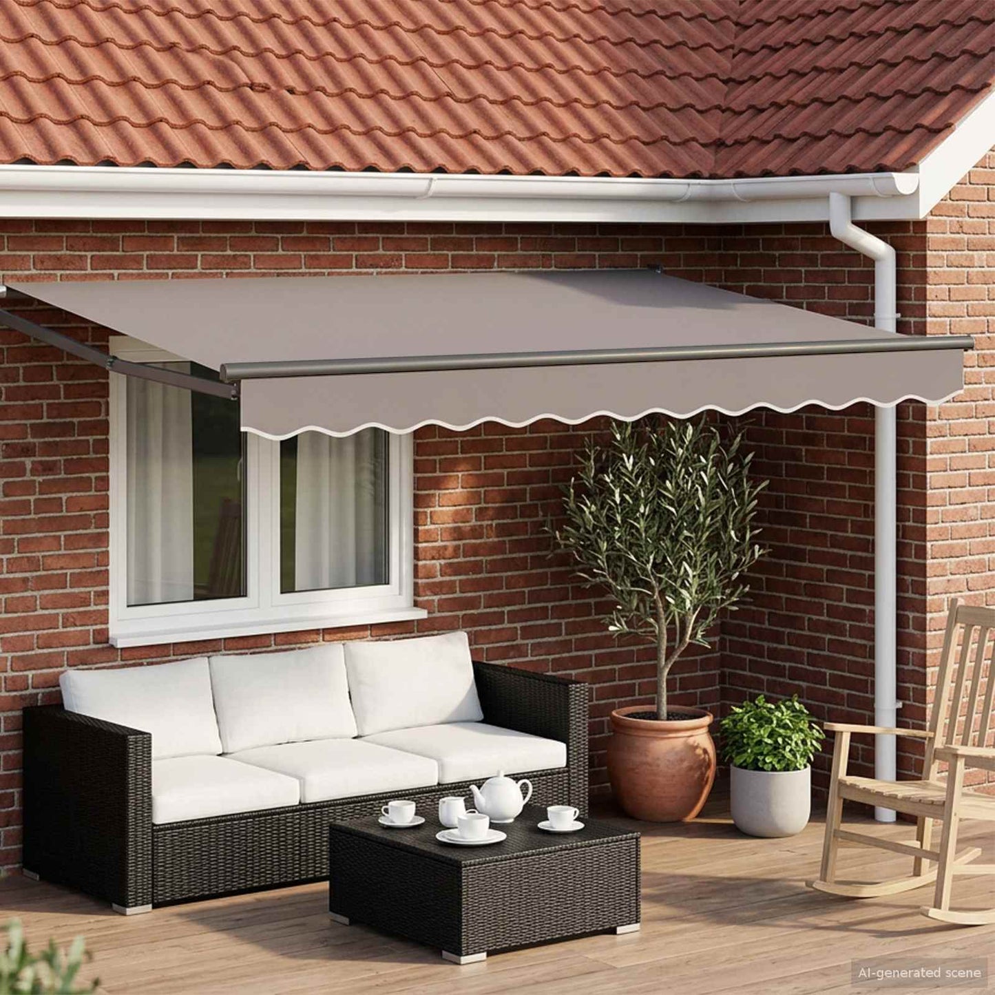 Elektrisches Markisenrahmen Anthrazit 3,5 x 2 m Aluminium