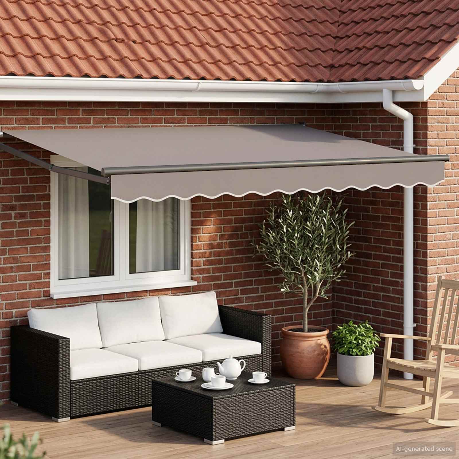 Elektrisches Markisenrahmen Anthrazit 3,5 x 2,5 m Aluminium