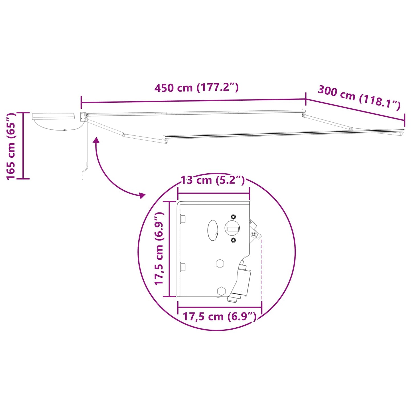 Elektrisches Markisenrahmen Anthrazit 4,5 × 3 m Aluminium