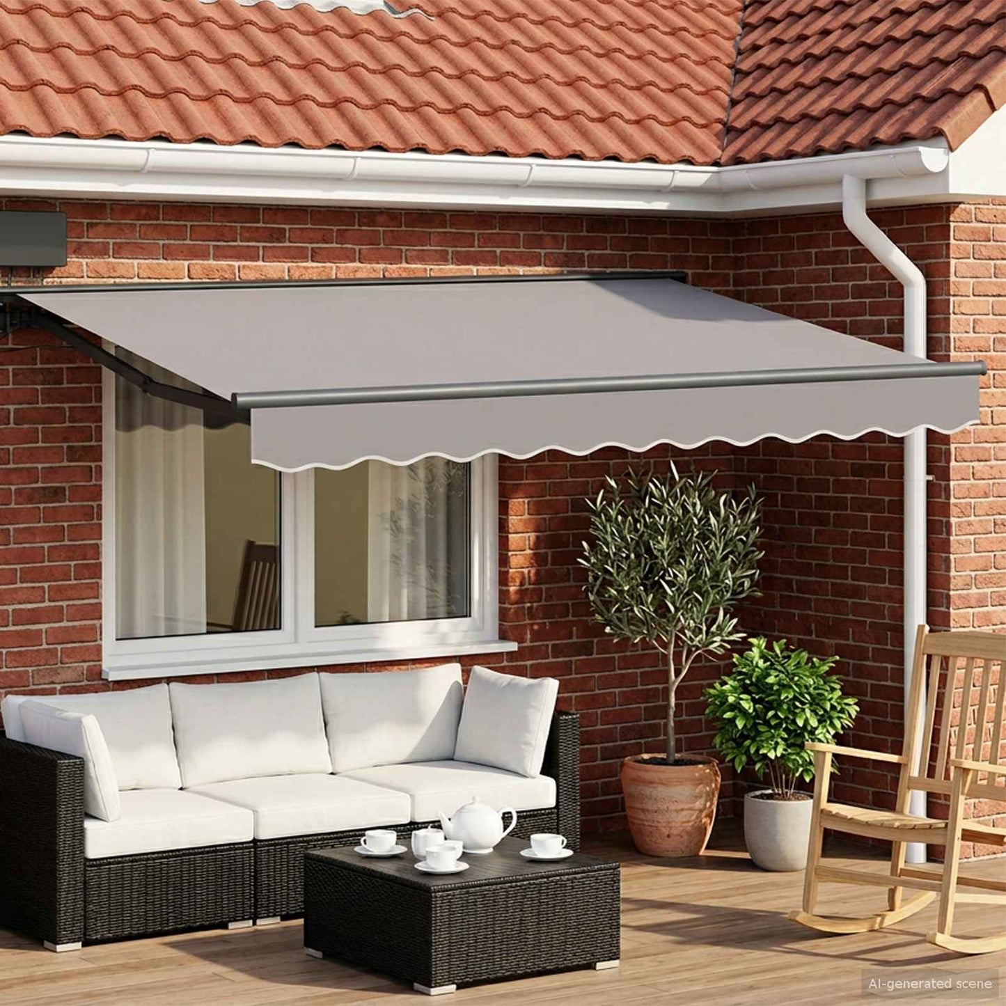 Manueller Markisenrahmen Verstellbar Anthrazit 3,5 x 2 m Stahl