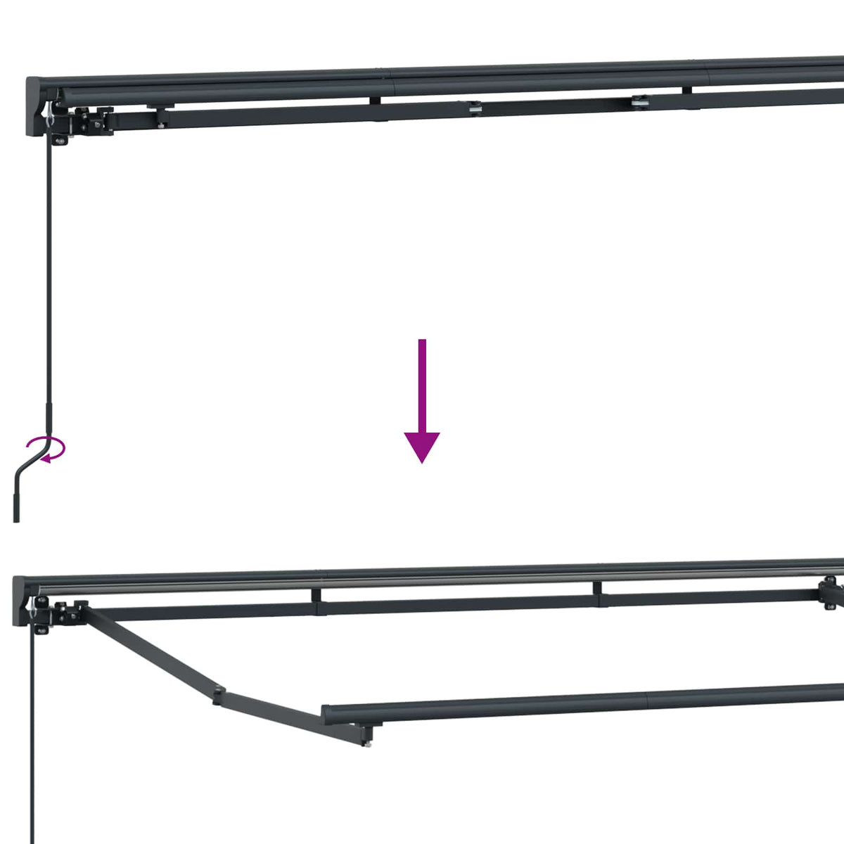 Manueller Markisenrahmen 4 x 3,5 m Anthrazit