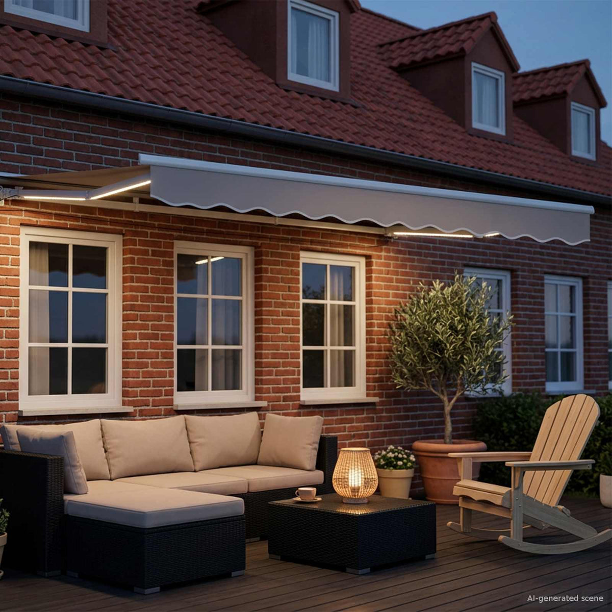 Manual Awning Frame with Solar LED 3 x 2,5 m Weiß