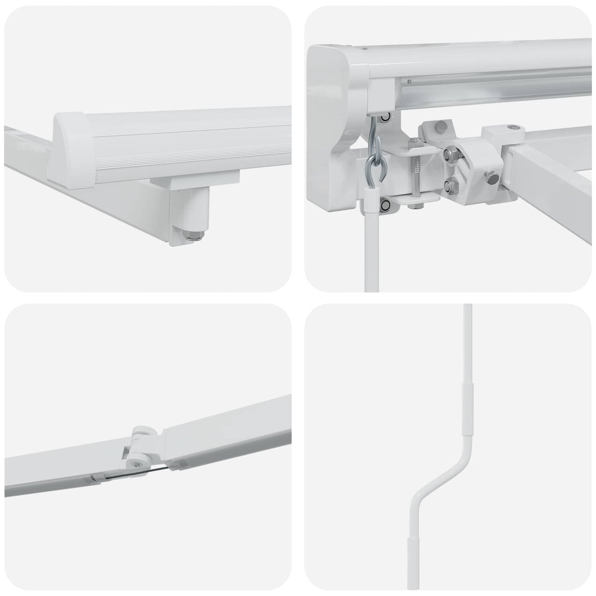 Manual Awning Frame with Solar LED 4 x 3 m Weiß