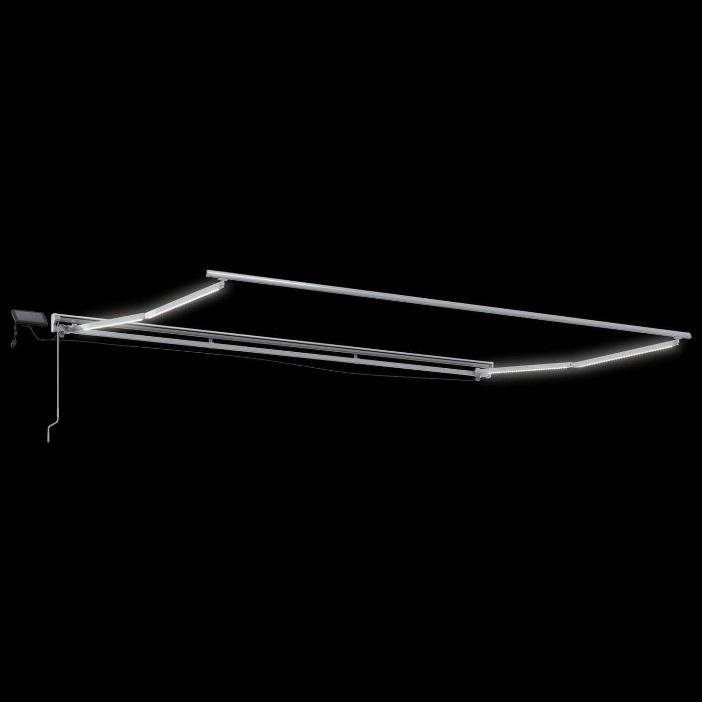 Manueller Markisenrahmen mit LEDs Weiß 4 × 3,5 m Aluminium