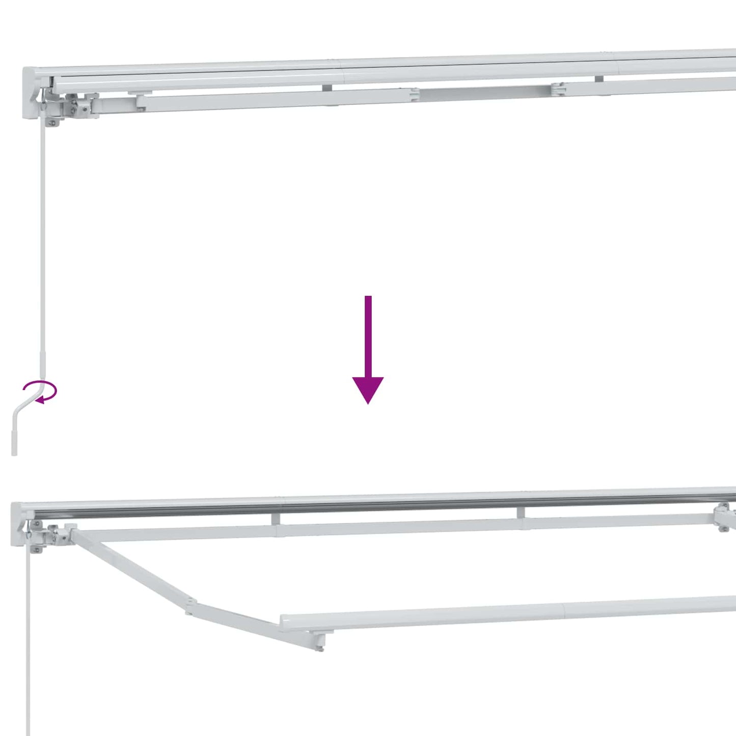 Manueller Markisenrahmen mit LEDs Weiß 5 x 3,5 m Aluminium