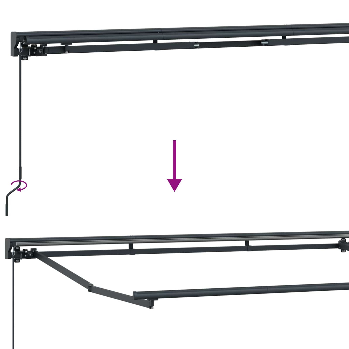 Manueller Markisenrahmen mit LEDs Anthrazit 4 × 3,5 m Aluminium