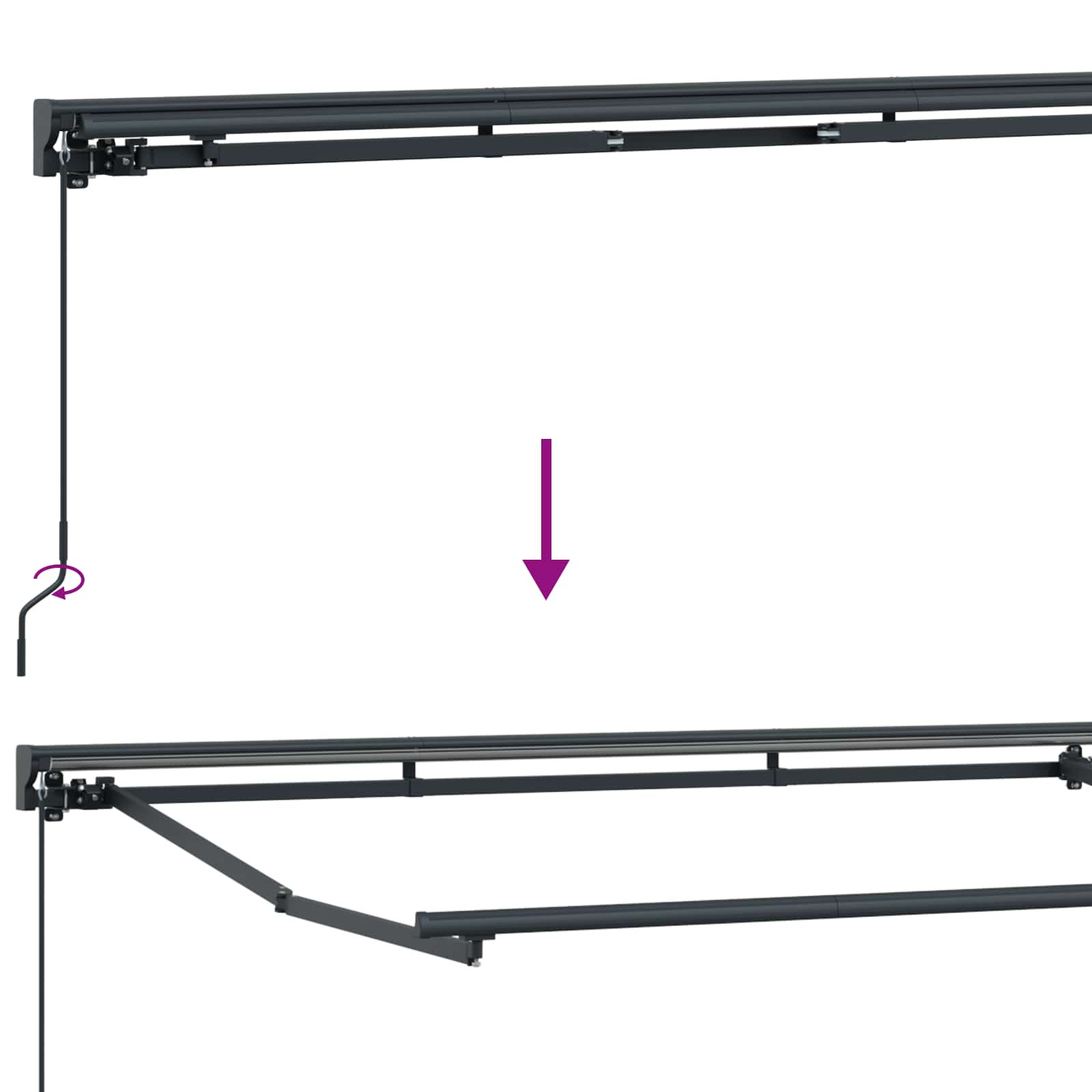 Manueller Markisenrahmen mit LEDs Anthrazit 4,5 x 3,5 m