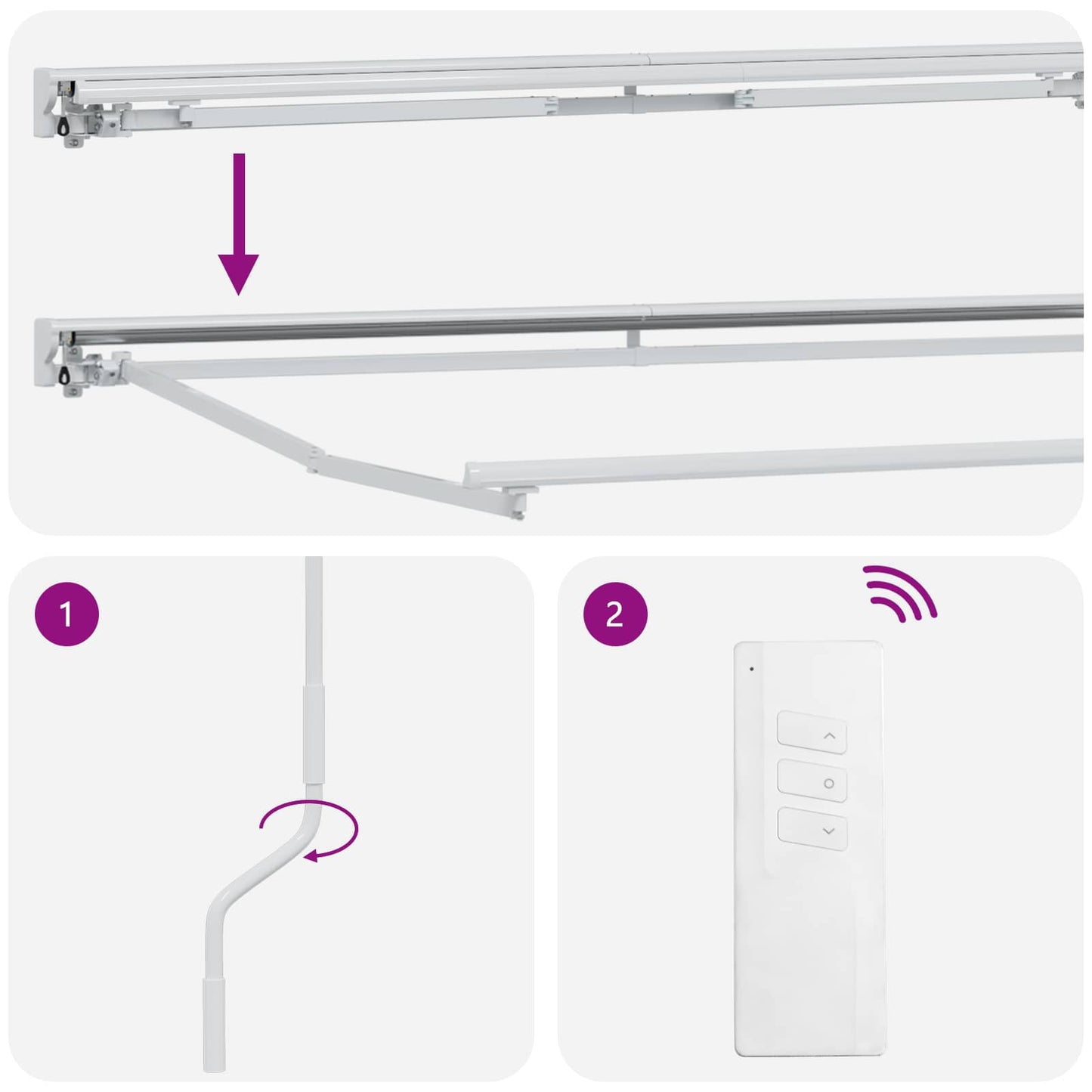 Electric Retractable Awning Frame Weiß 2,5 x 2 m Stahl