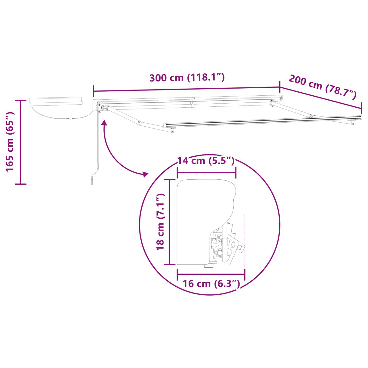 Solar Electric Awning Frame 3 x 2 m Weiß