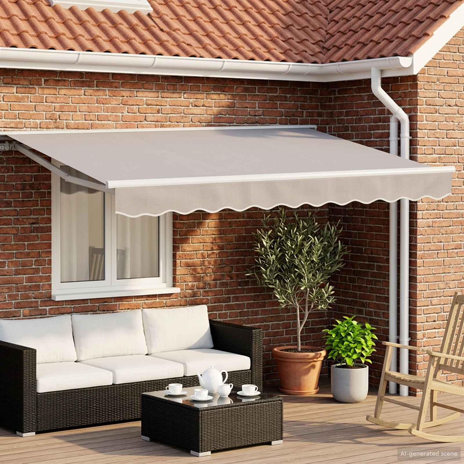 Electric Retractable Awning Frame Weiß 3,5 x 2 m Stahl