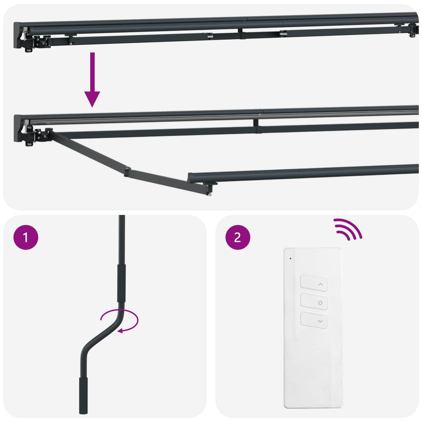 Electric Retractable Awning Frame Anthrazit 4 x 2 m Stahl