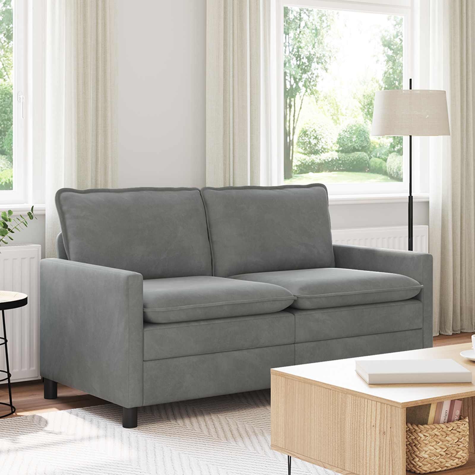 Sofa Dunkelgrau Samt