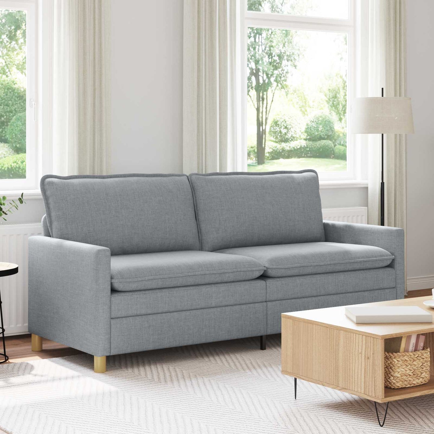 Sofa Hellgrau 196 x 81 x 87,5 cm Stoff