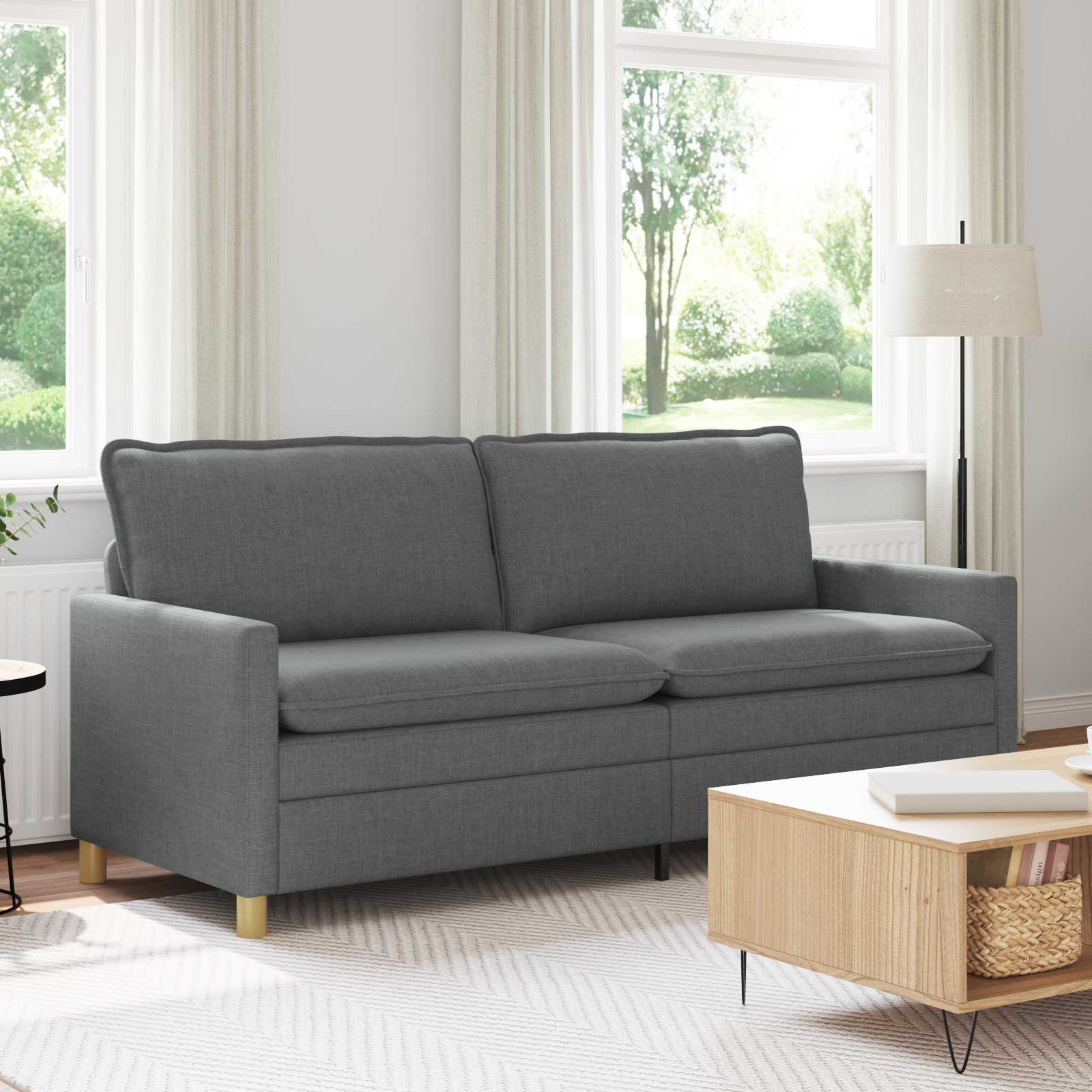 Sofa Dunkelgrau 196 x 81 x 87,5 cm Stoff