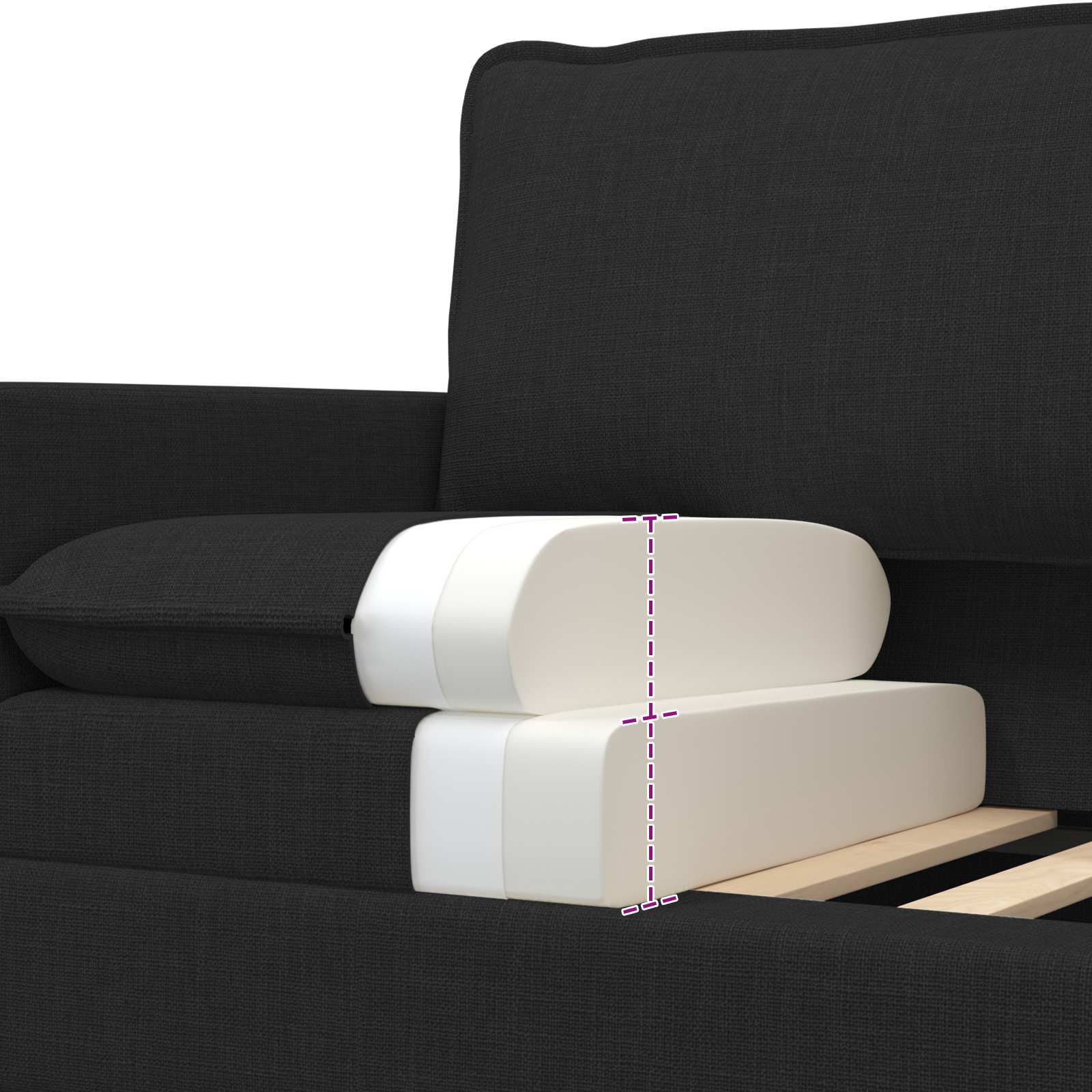 Sofa Schwarz 196 x 81 x 87,5 cm Stoff