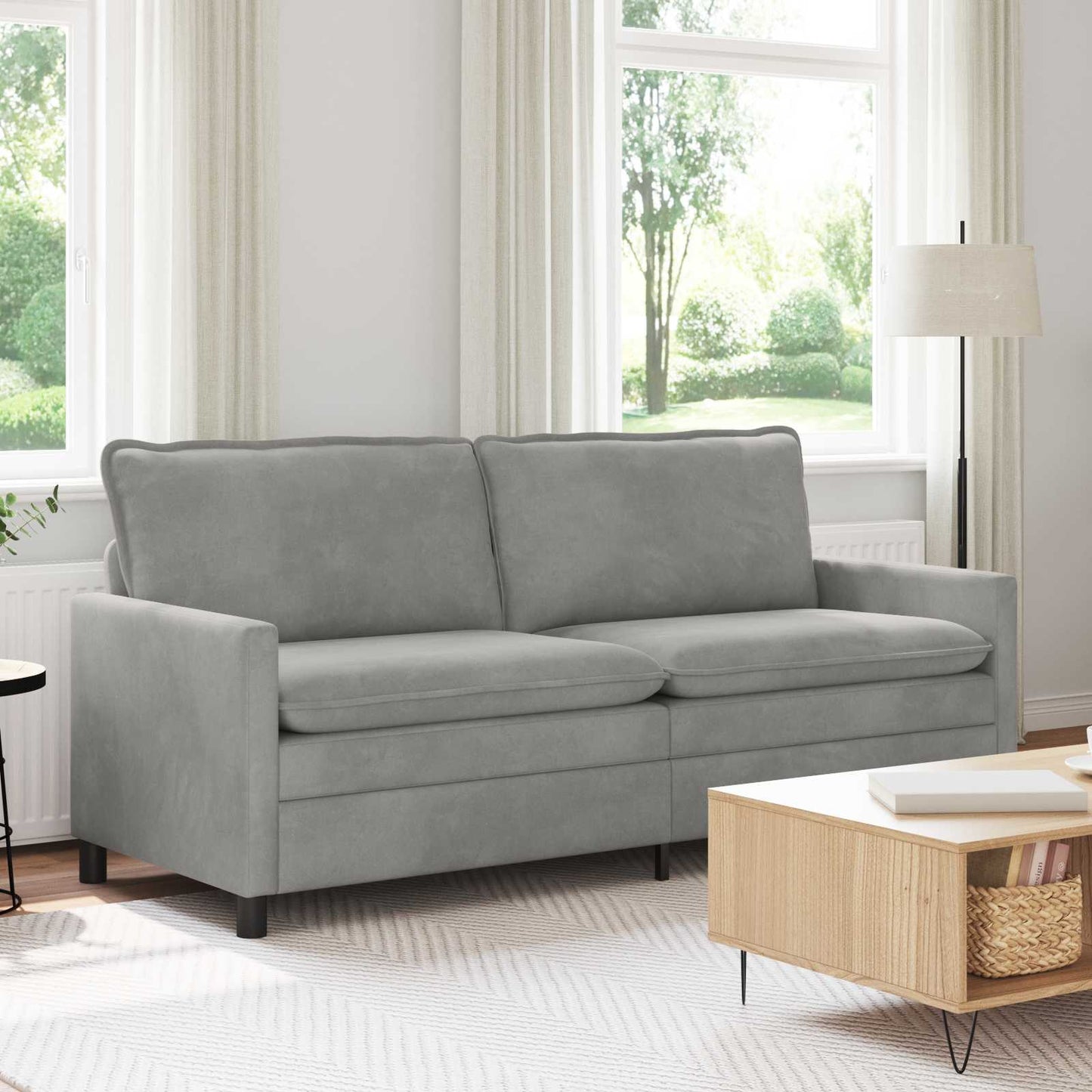 Sofa Hellgrau 196 x 81 x 87,5 cm Samt
