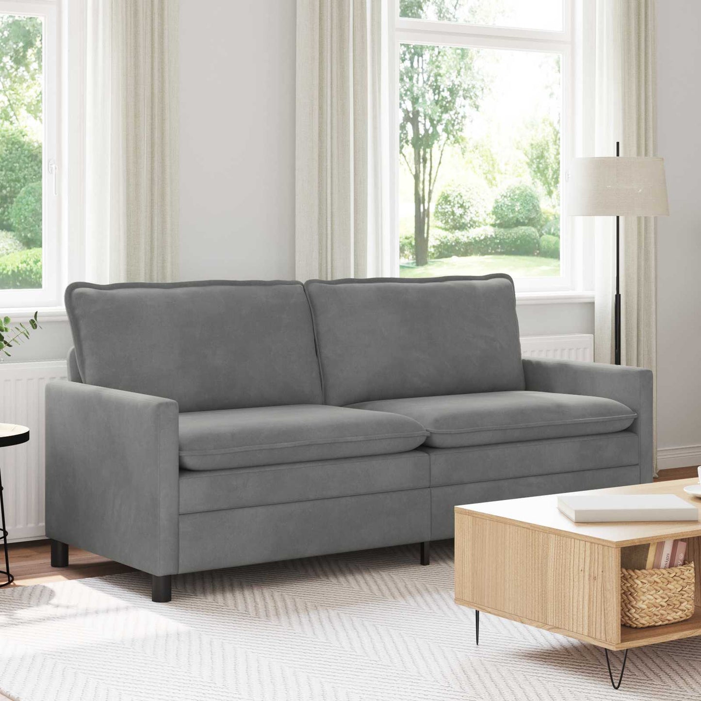 Sofa Dunkelgrau 196 x 81 x 87,5 cm Samt