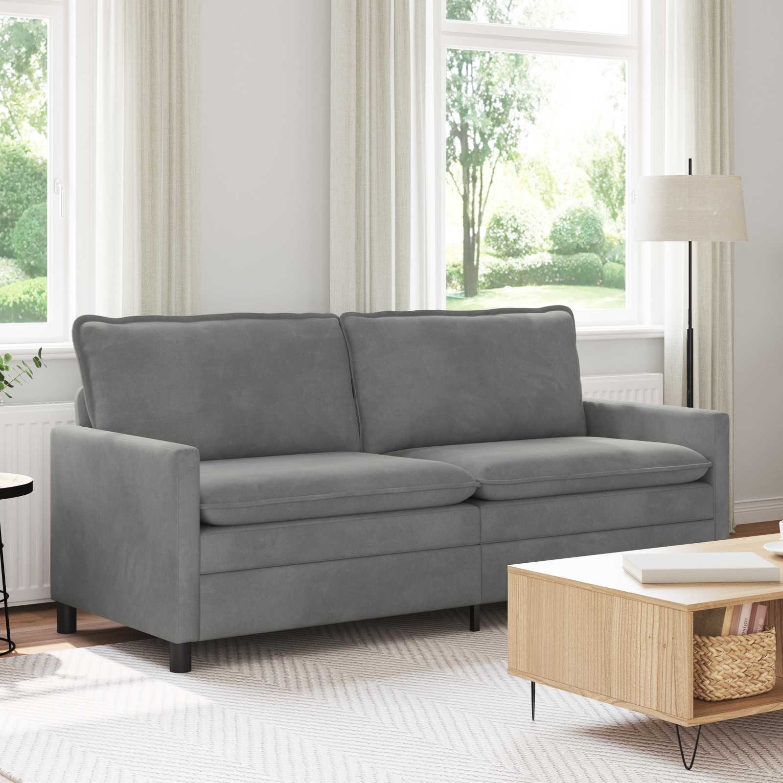 Sofa Dunkelgrau 196 x 81 x 87,5 cm Samt