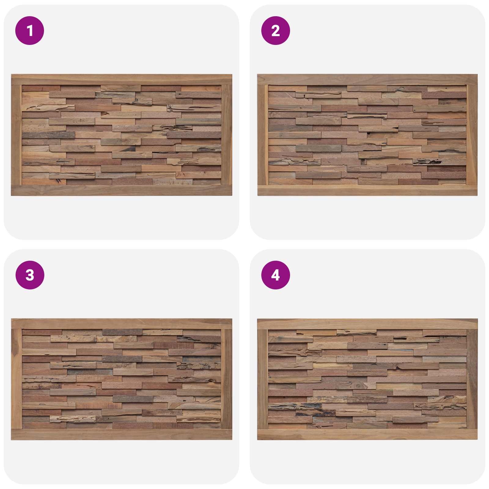 Bettkopfteil Natur Massivholz Teak