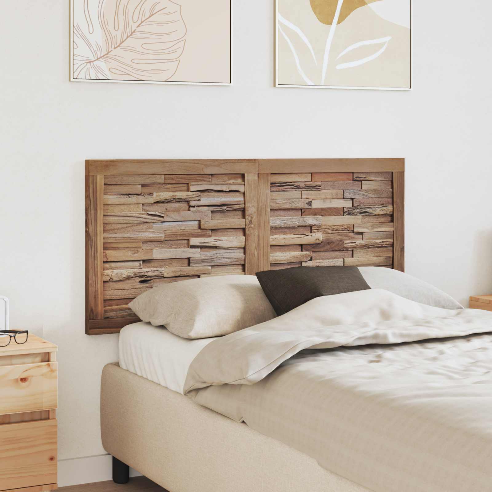 Bettkopfteil Natur Massivholz Teak