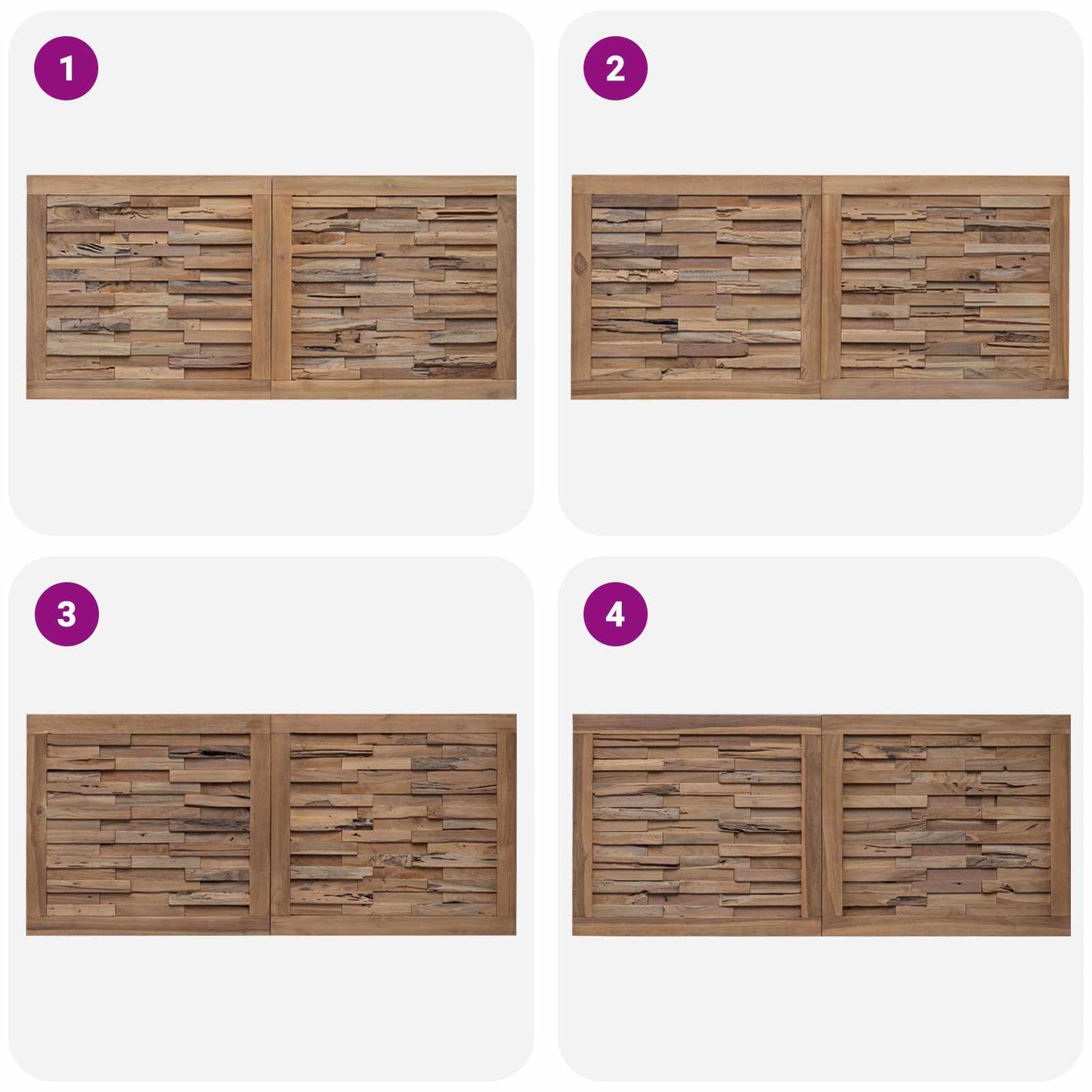 Bettkopfteil Natur Massivholz Teak
