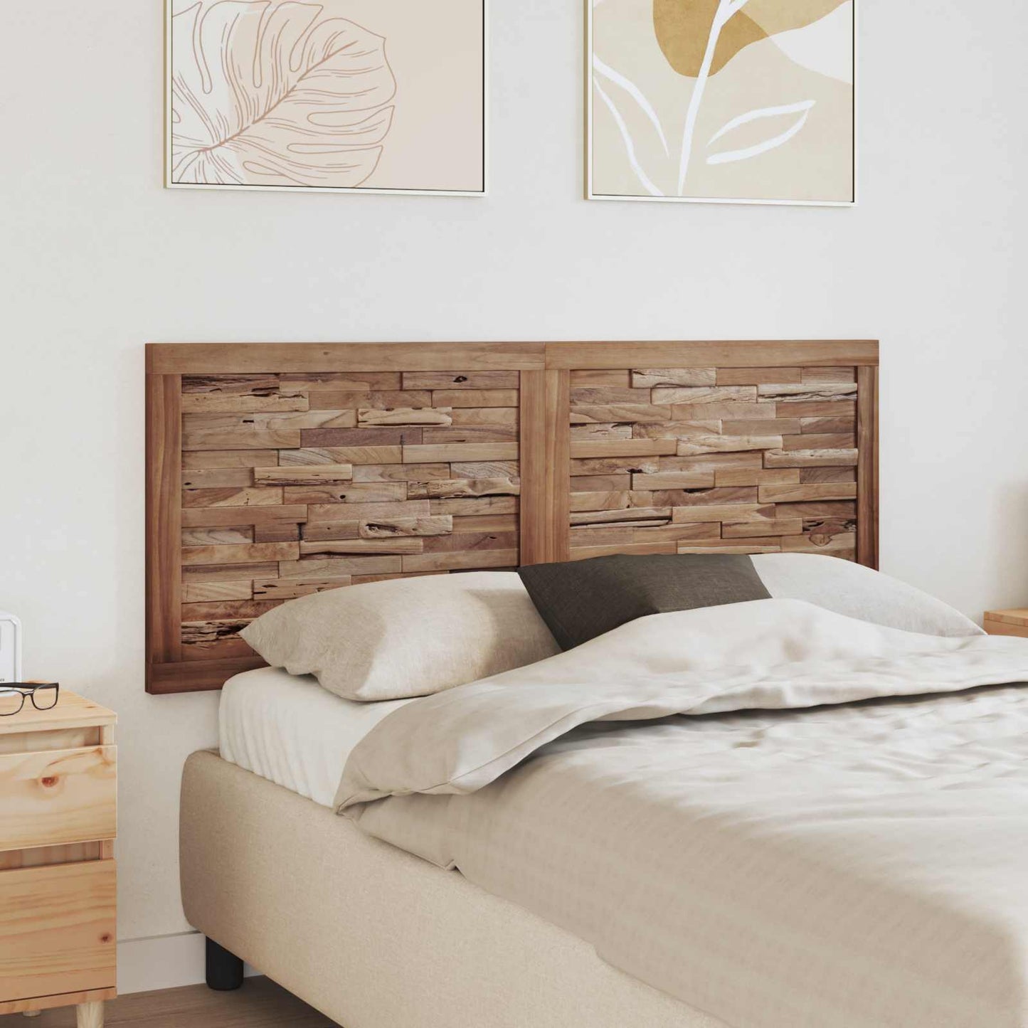 Bettkopfteil Natur Massivholz Teak