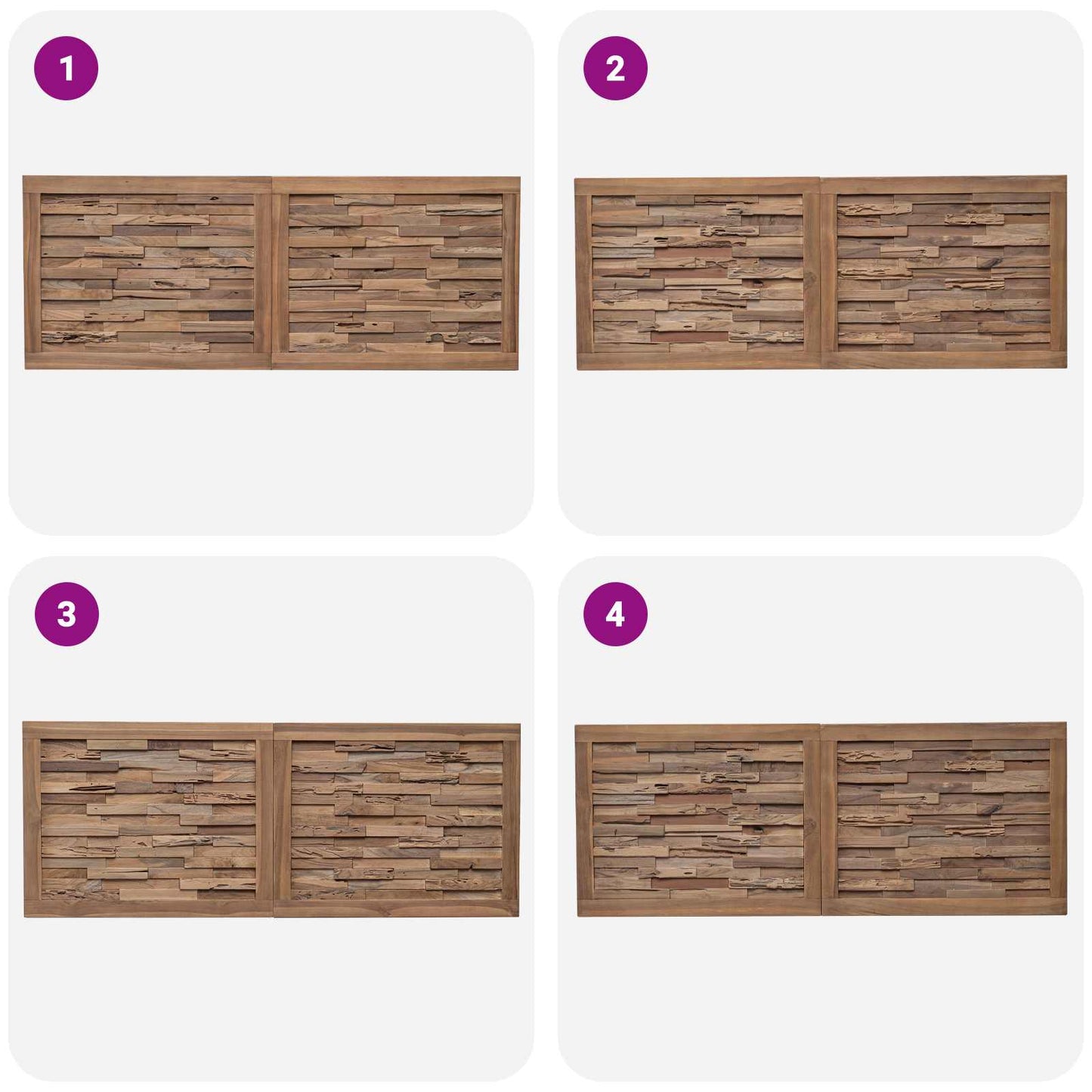 Bettkopfteil Natur Massivholz Teak