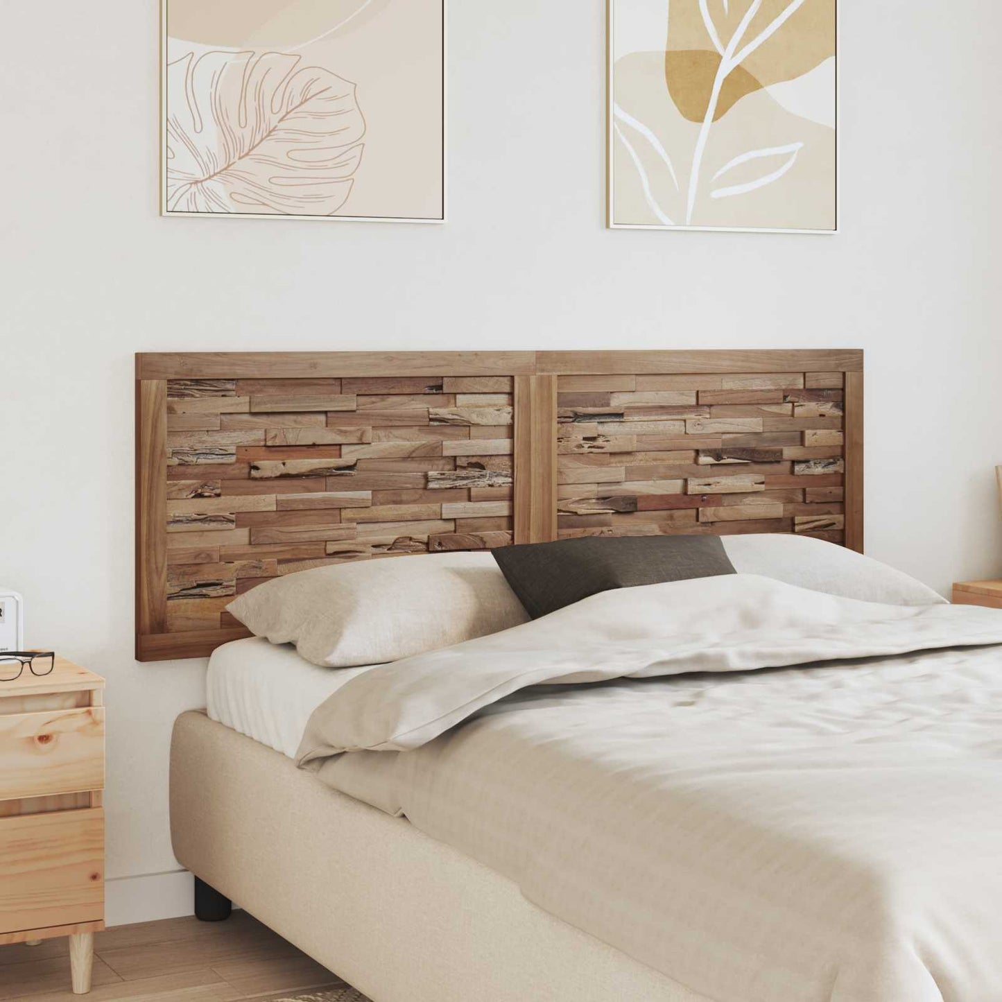 Bettkopfteil Natur Massivholz Teak