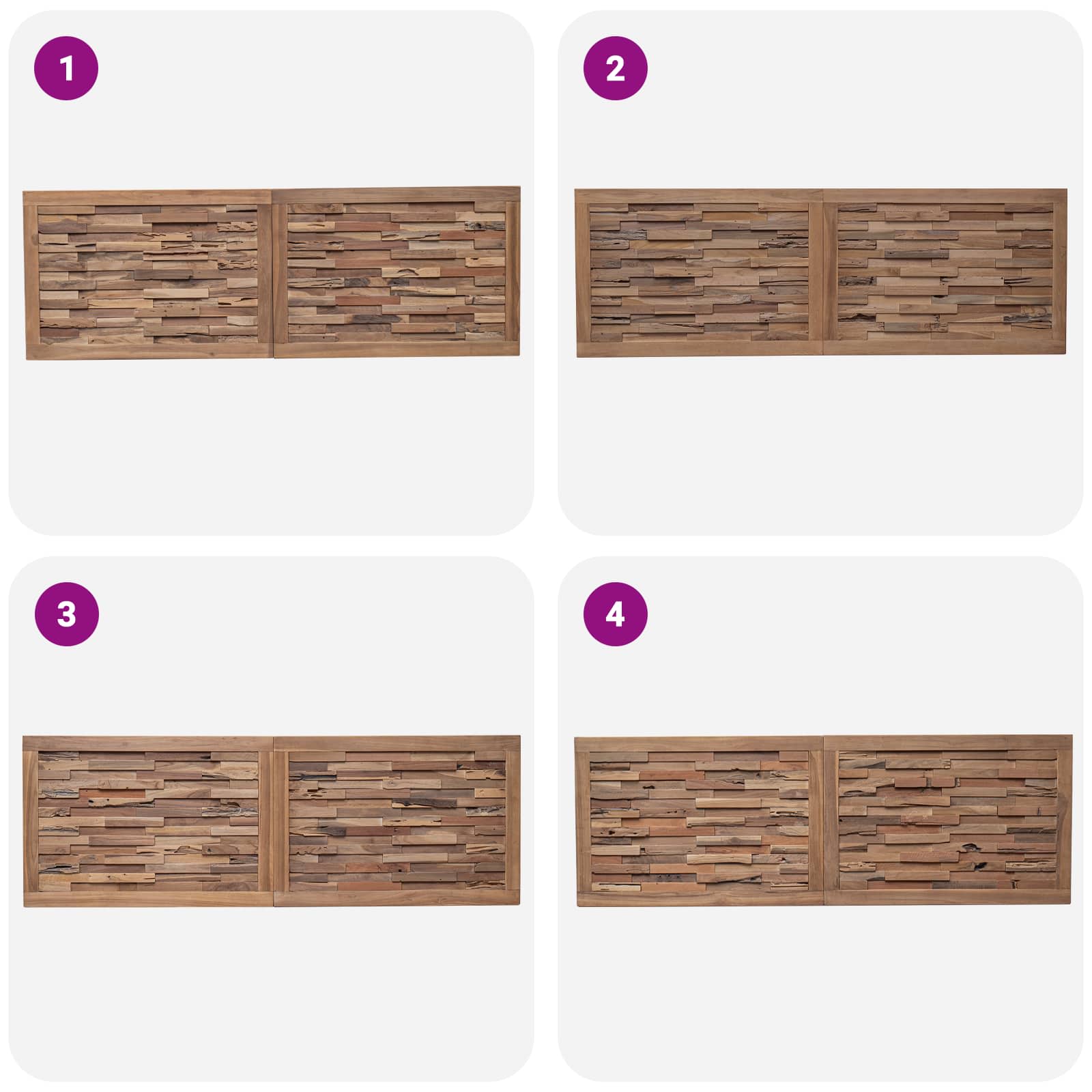Bettkopfteil Natur Massivholz Teak
