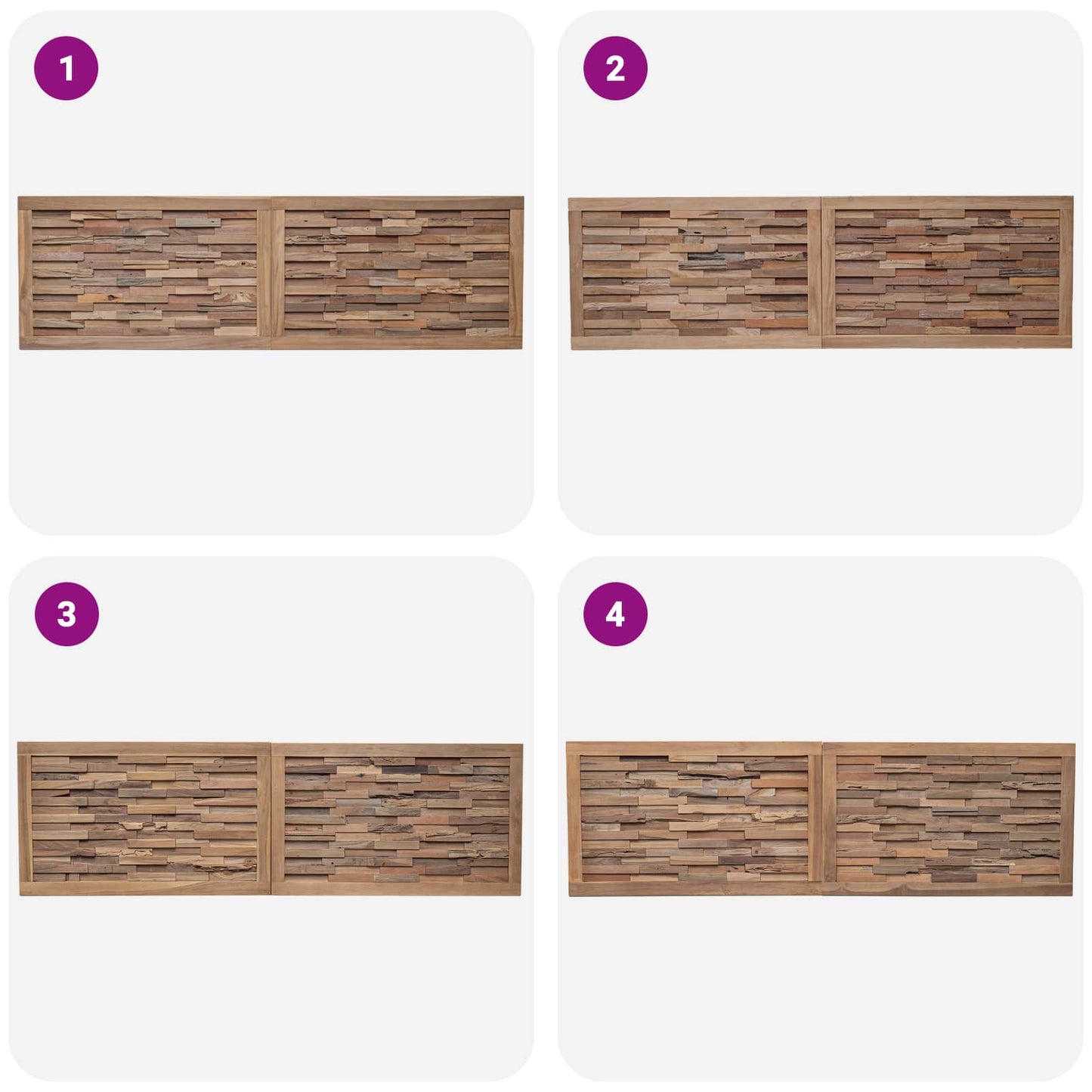 Bettkopfteil Natur Massivholz Teak