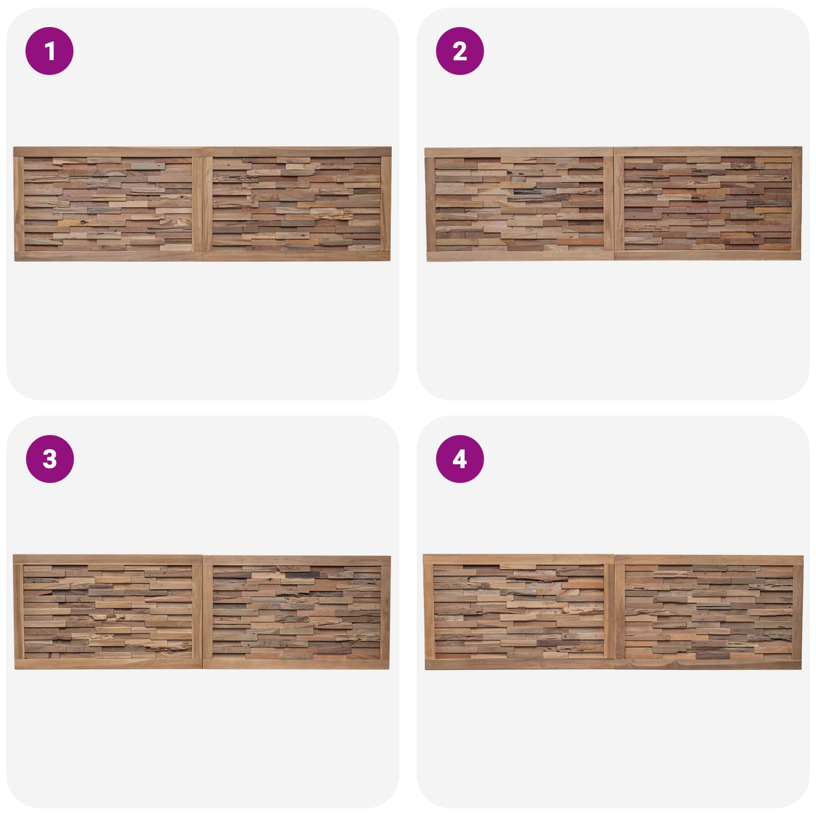Bettkopfteil Natur Massivholz Teak