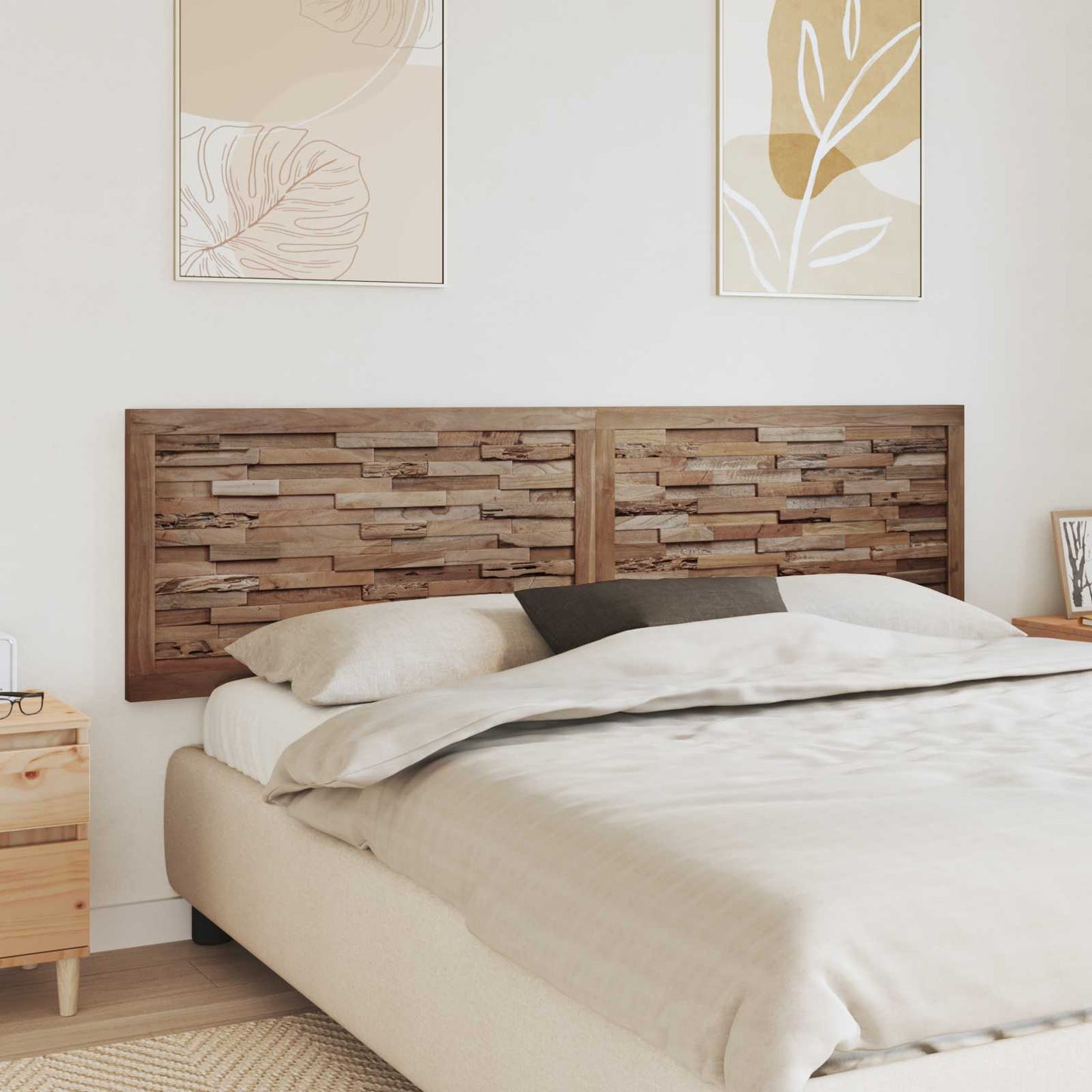 Bettkopfteil Natur Massivholz Teak