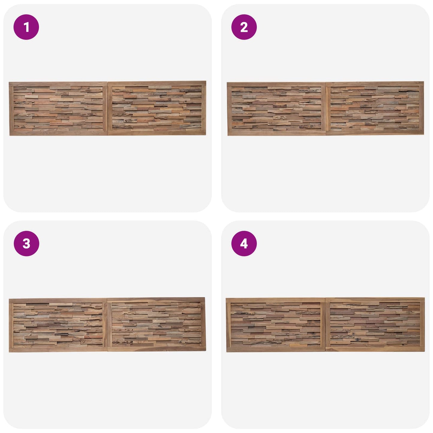 Bettkopfteil Natur Massivholz Teak
