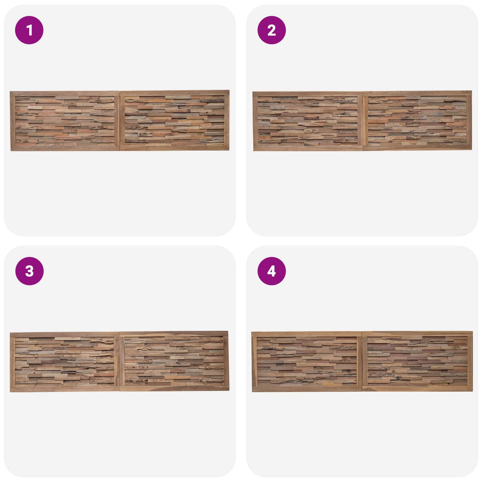 Bettkopfteil Natur Massivholz Teak