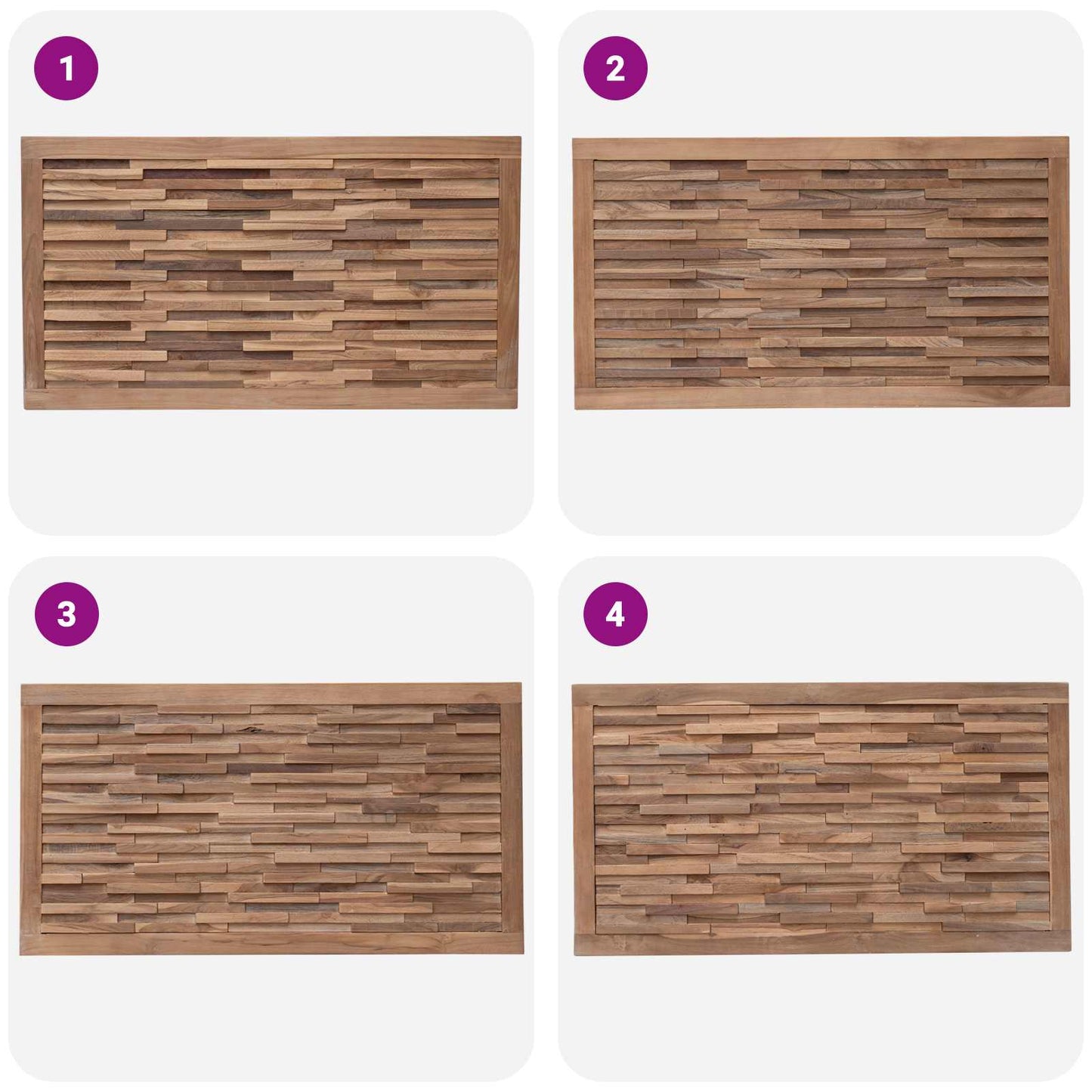 Bettkopfteil Natur Massivholz Teak