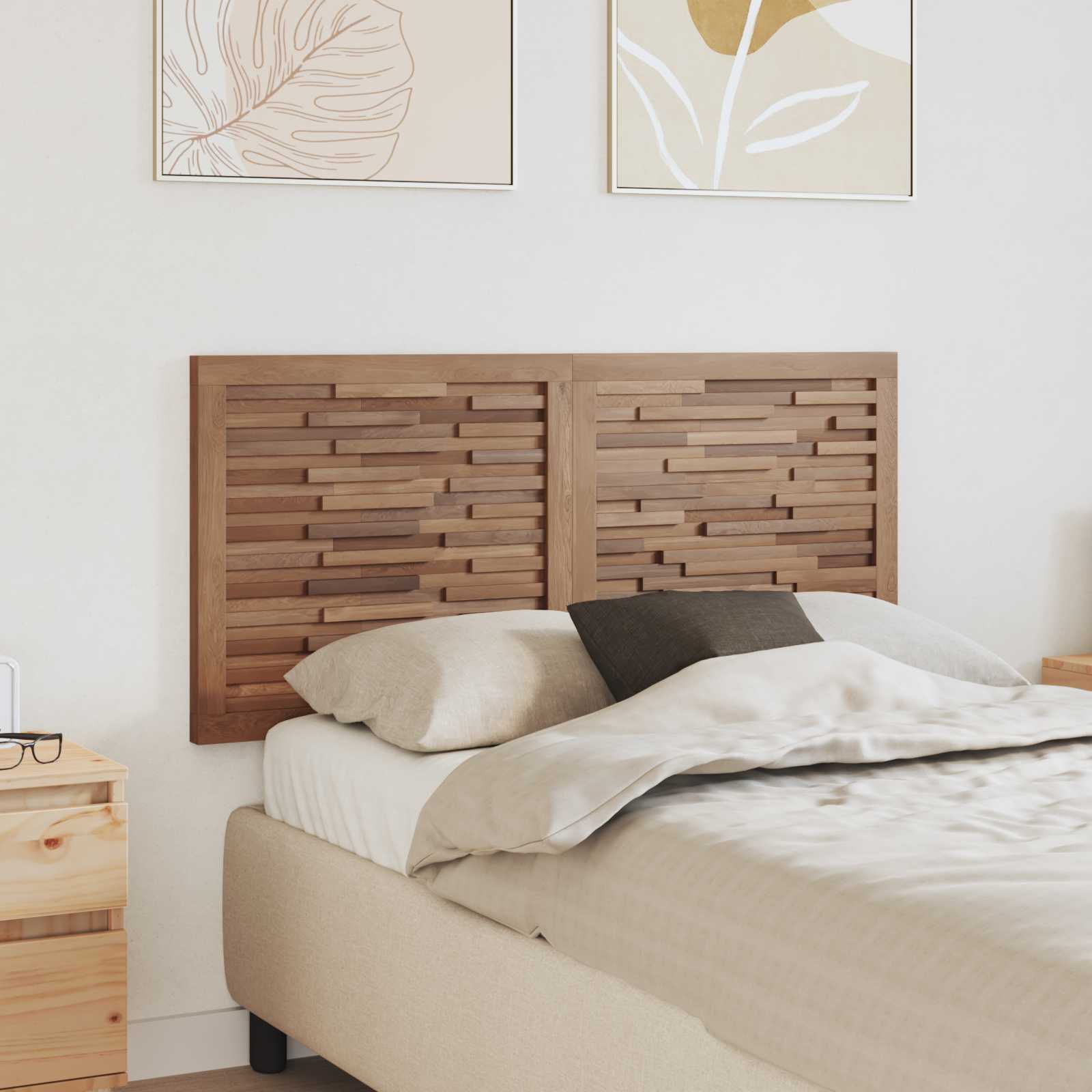 Bettkopfteil Natur Massivholz Teak